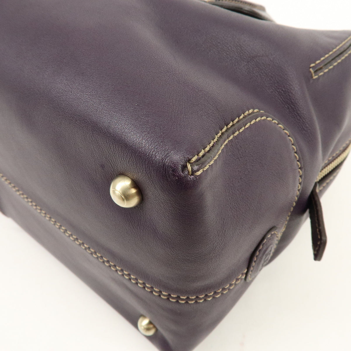 TOD'S Logo Leather 2Way Bag Shoulder Bag Purple