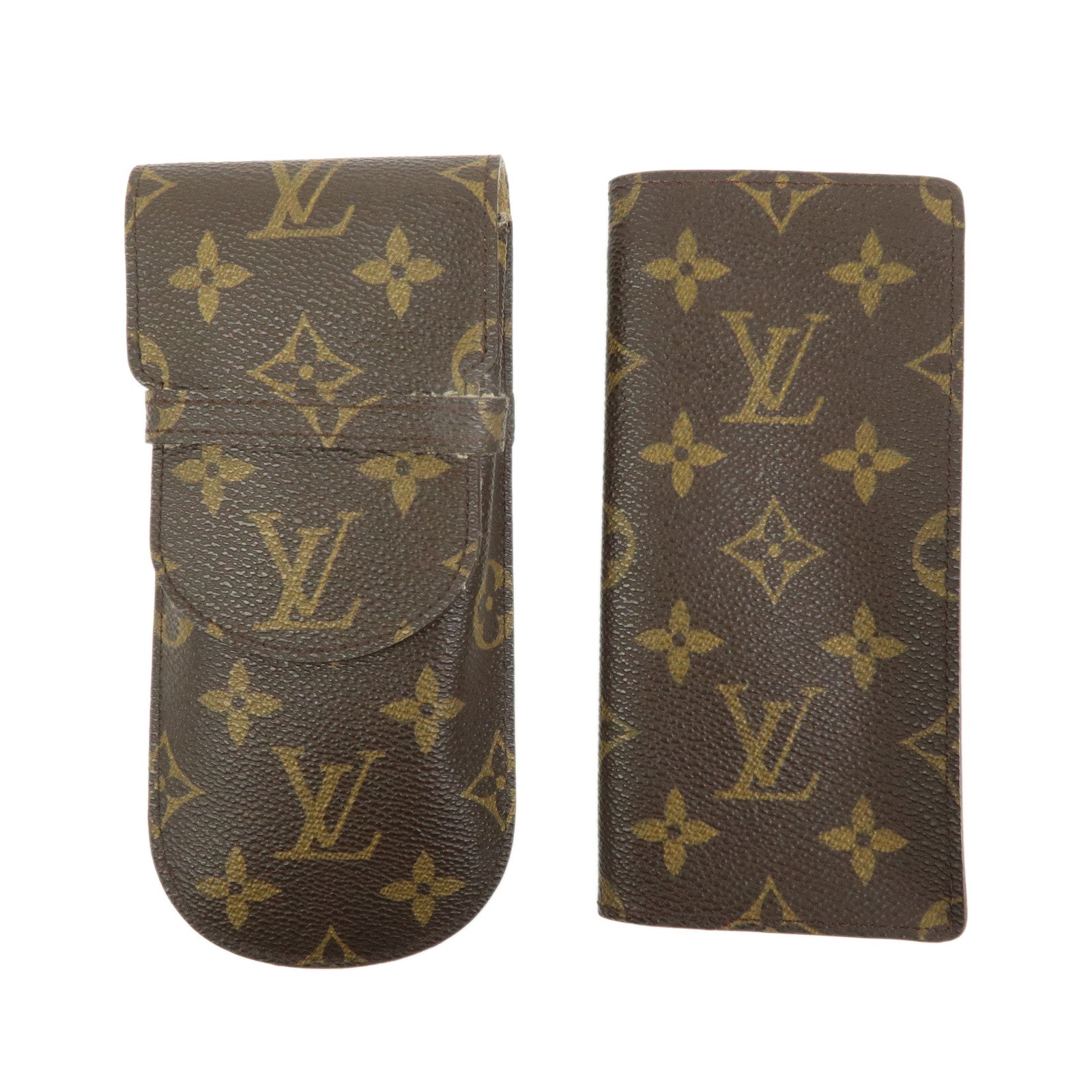 Louis Vuitton Monogram Set of 2 Glasses Case Brown M62962 M62970