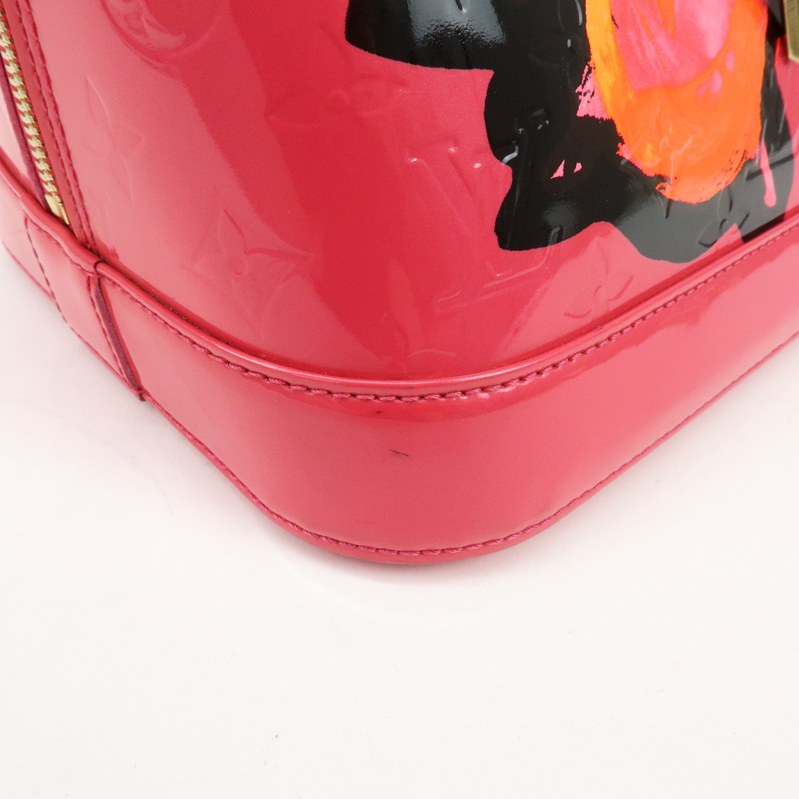 Louis Vuitton Monogram Rose Vernis Alma MM Hand Bag Rose Pop M93686
