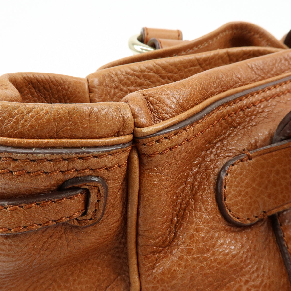 CELINE Macadam Leather Shoulder Bag Boston Bag Brown