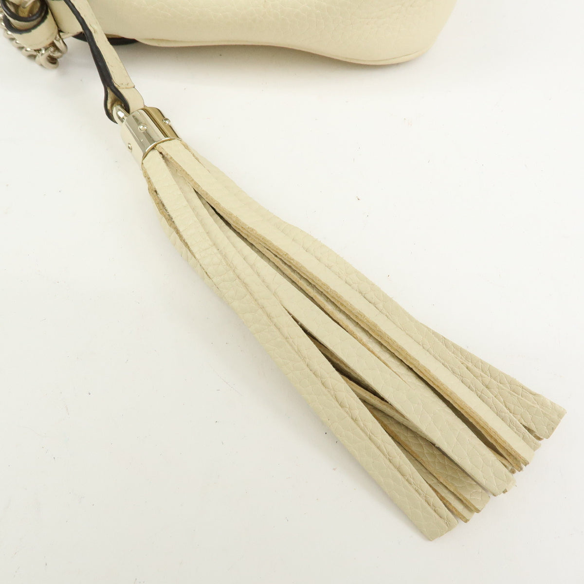 GUCCI SOHO Interlocking G Leather Chain Shoulder Bag White 536224