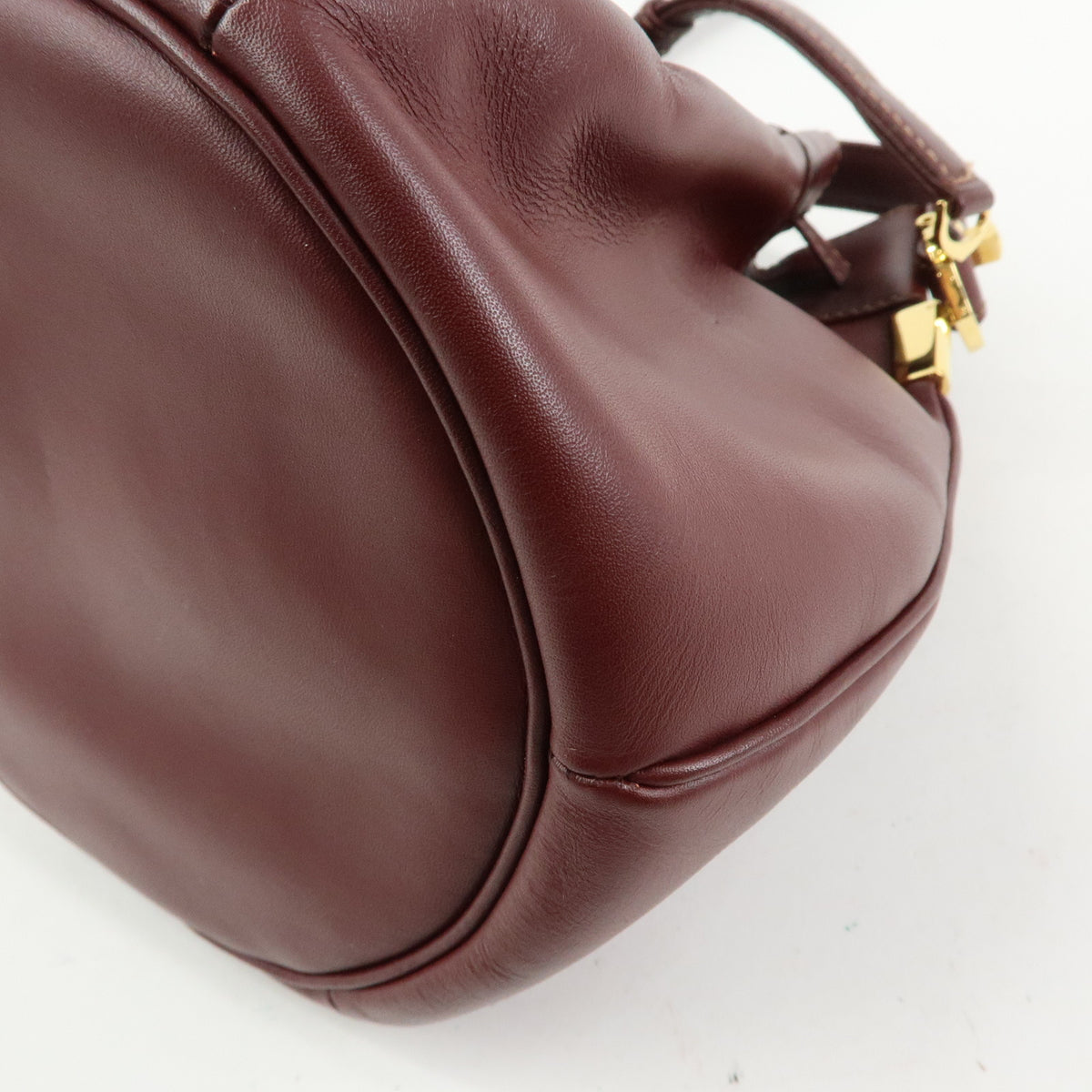 Cartier Must de Cartier Leather Drawstring Mini Shoulder Bag Bordeaux