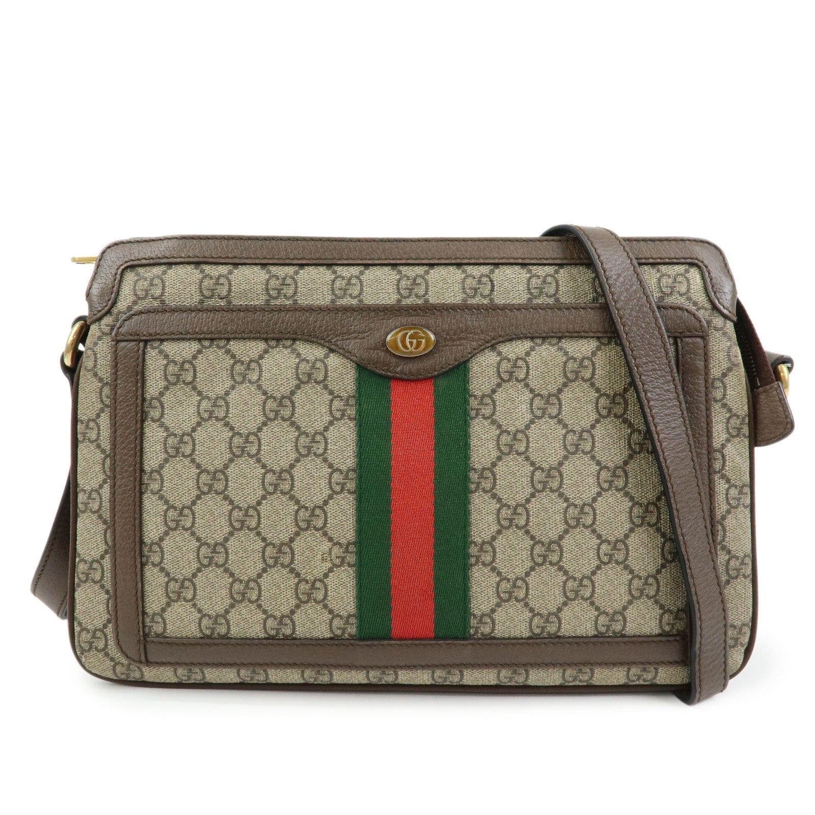 GUCCI Ophidia Sherry GG Supreme Leather Shoulder Bag Beige Brown 52335