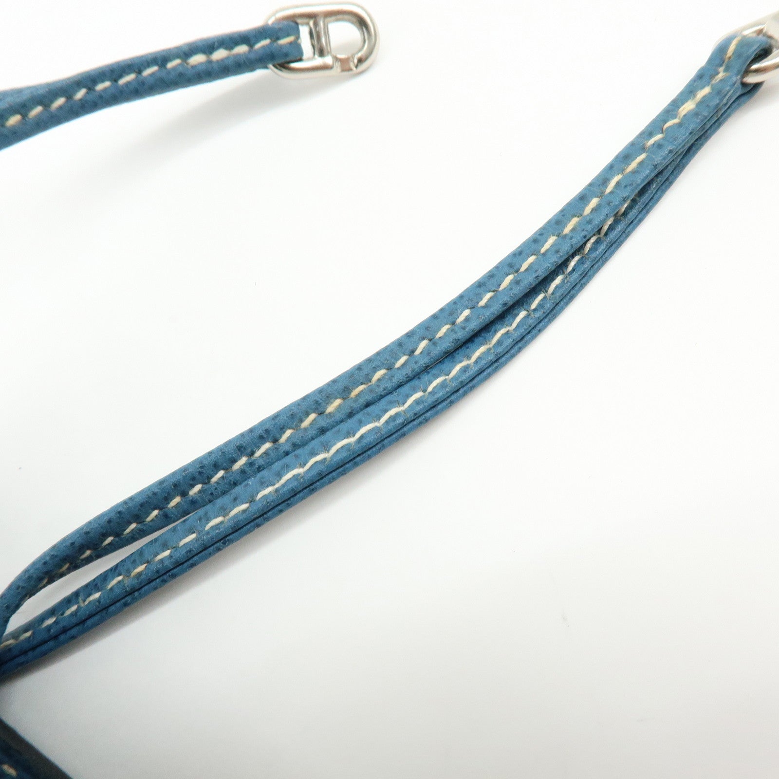 HERMES Courchevel Leather Pouch Blue Jean □G Stamped Blue Jean