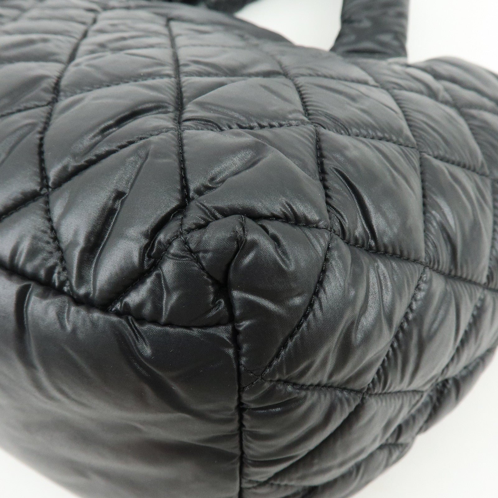 CHANEL COCO Cocoon PM Nylon Lamb Skin Tote Bag Black A48610