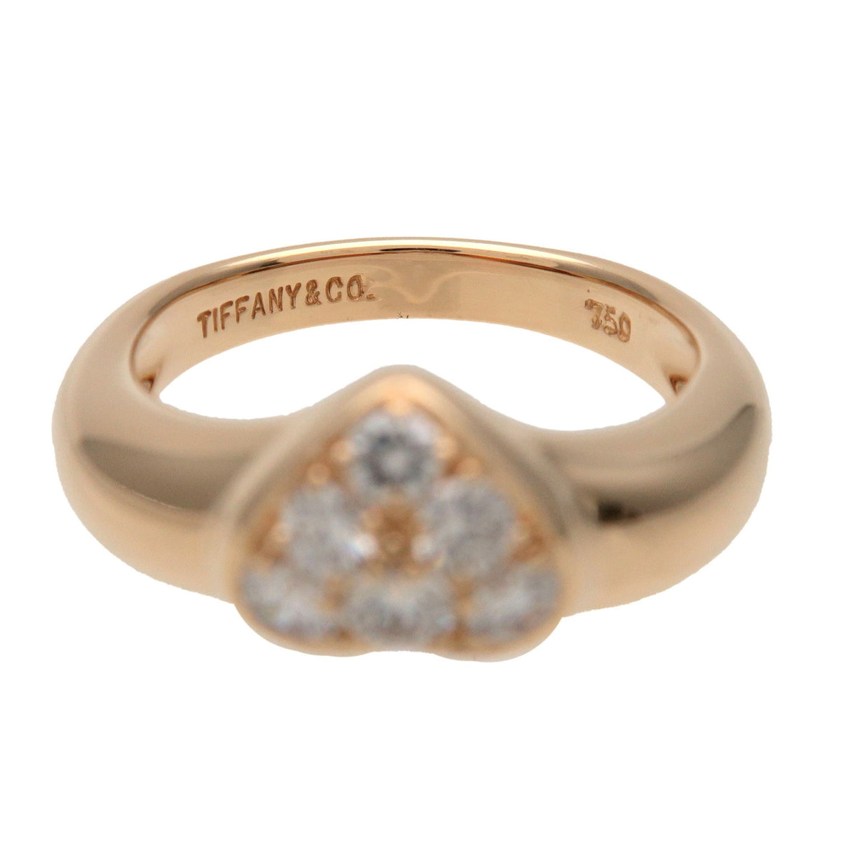 Tiffany & Co Friendship Pave Heart 6P Diamond Ring K18 750YG US4 EU47