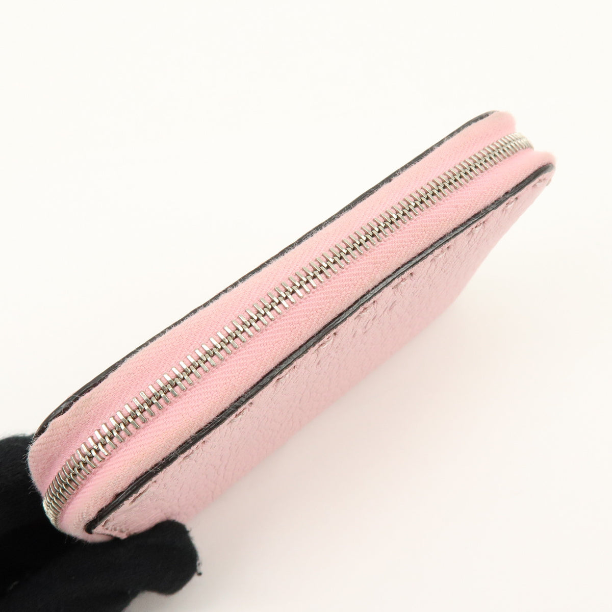 FENDI Selleria Leather Compact Zippy Wallet Pink 8M0313