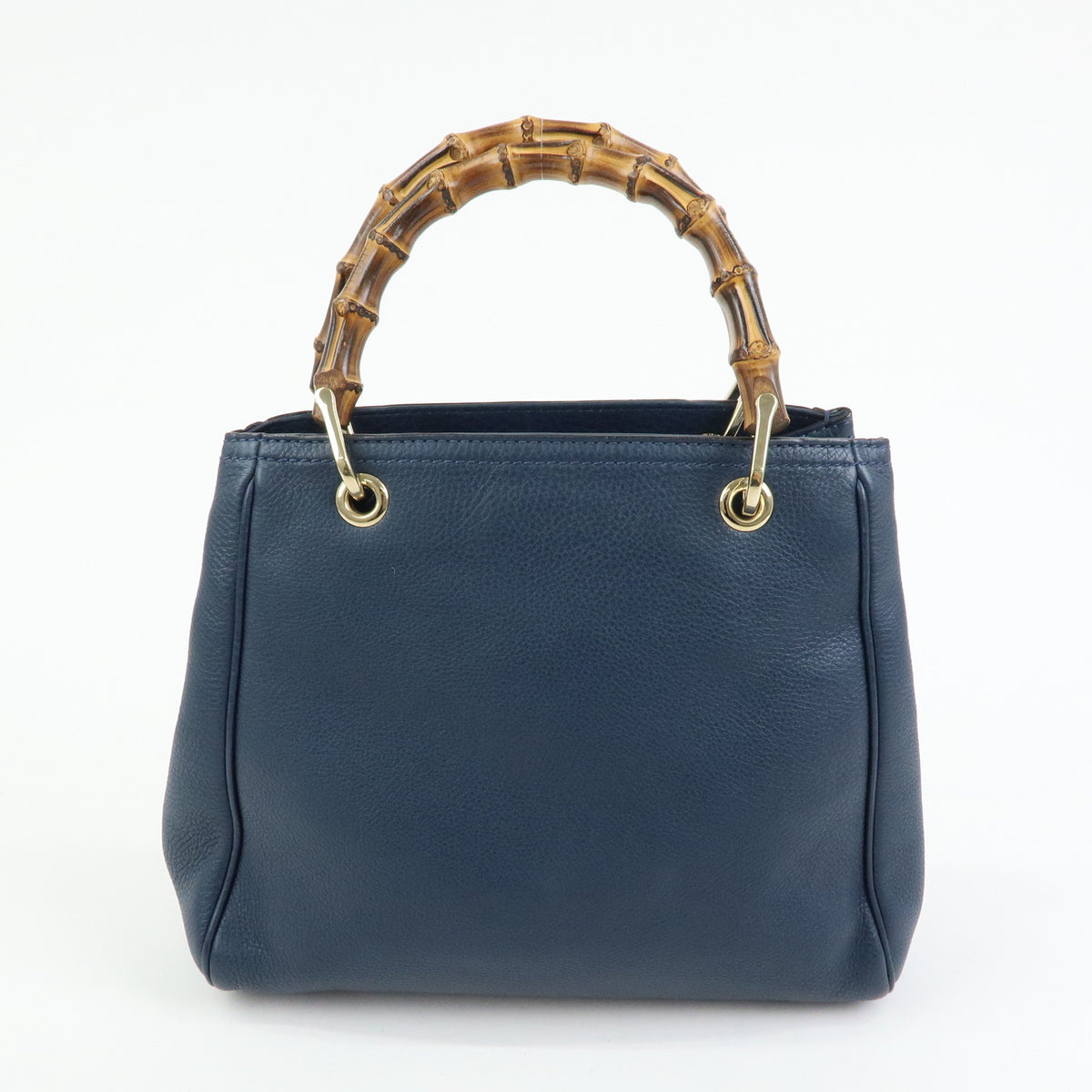GUCCI Bamboo Shopper Small Leather 2Way Bag Tote Bag Navy 336032