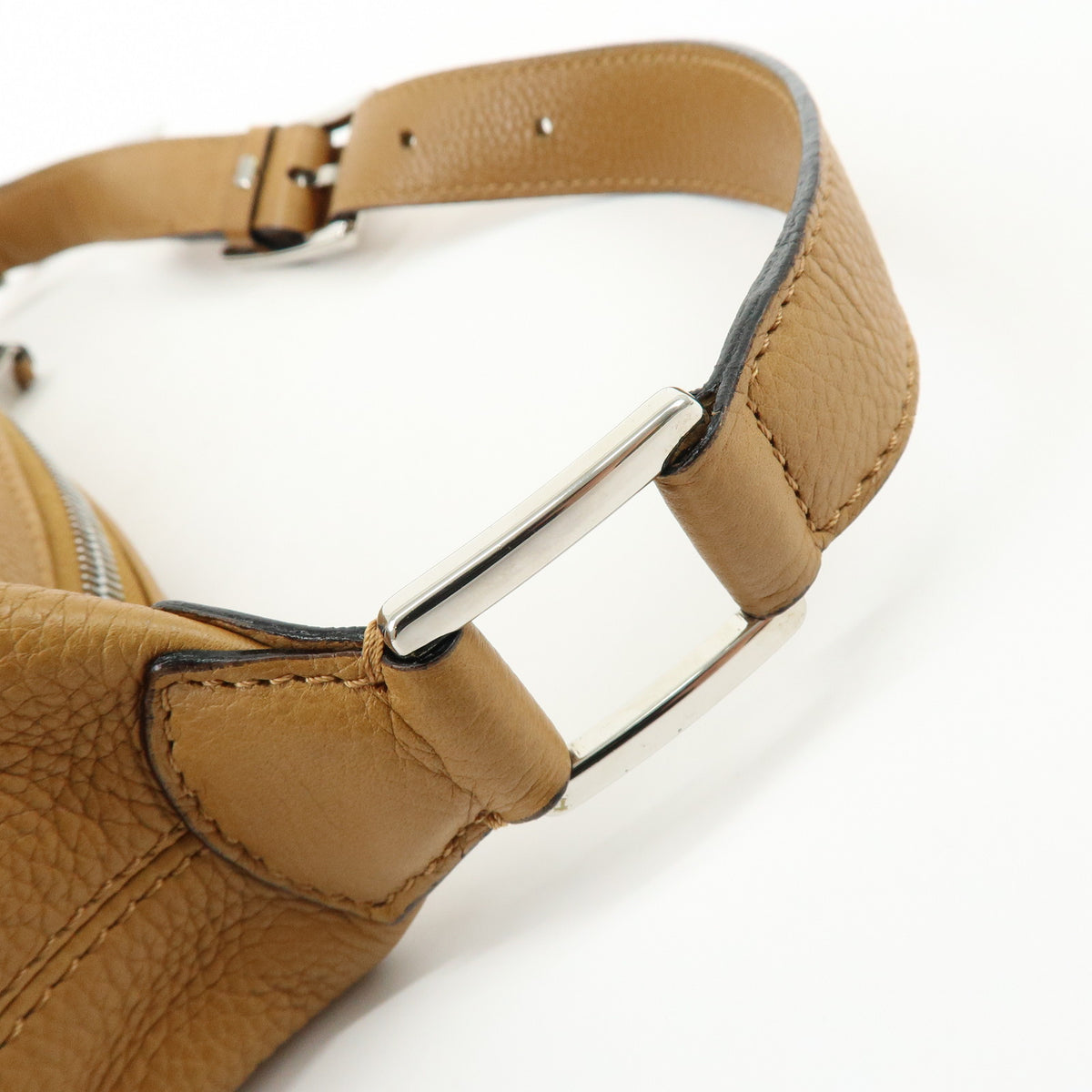 CELINE Logo Leather Shoulder Bag Hand Bag Camel