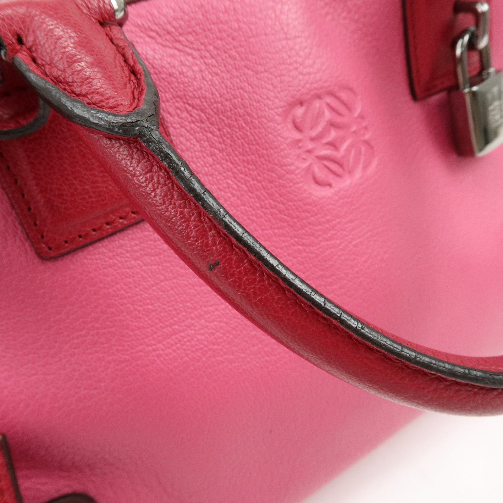 LOEWE Anagram Leather Amazona 28 Hand Bag Boston Bag Pink