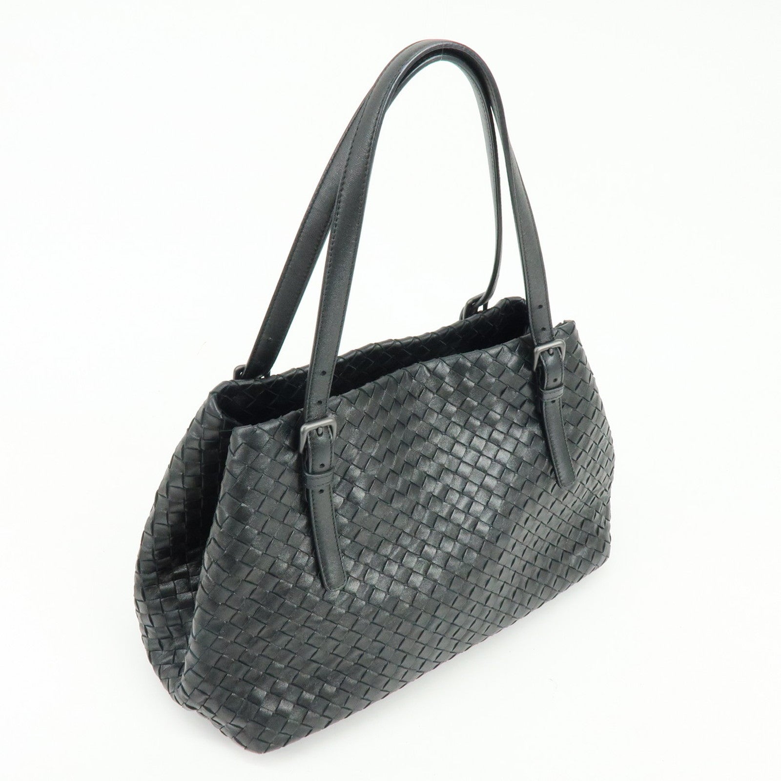 BOTTEGA VENETA Intrecciato Chester Leather Shoulder Bag Tote Bag Black