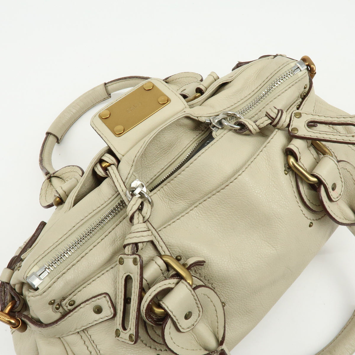 Chloe Paddington Leather Shoulder Bag Hand Bag Ivory
