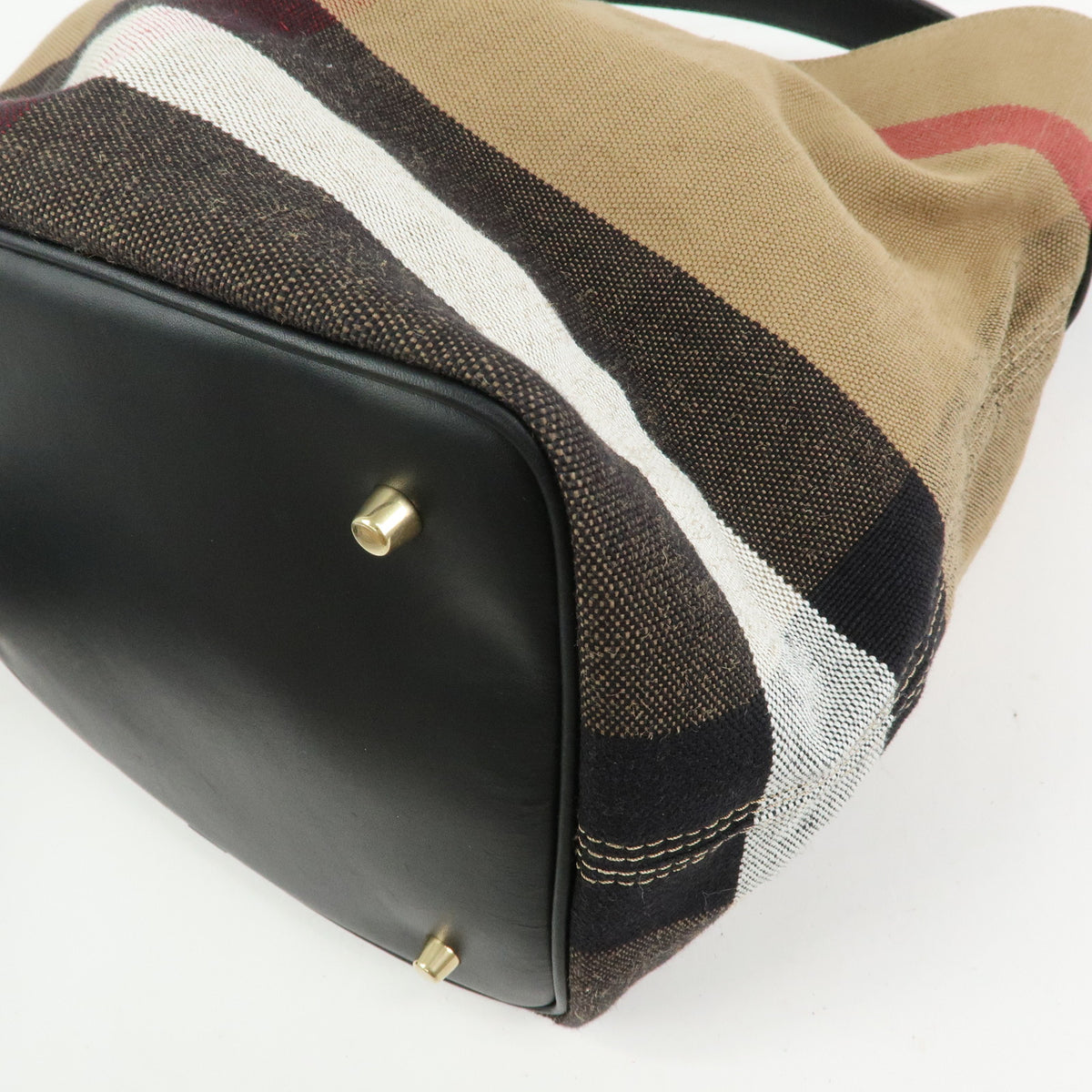 BURBERRY Nova Plaid Ashby Canvas Leather 2Way Bag Shoulder Bag Black