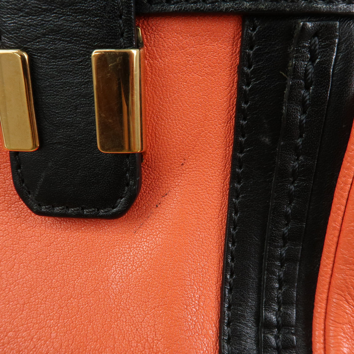 Chloe Logo Alice Leather 2Way Bag Hand Bag Shoulder Bag Orange Black