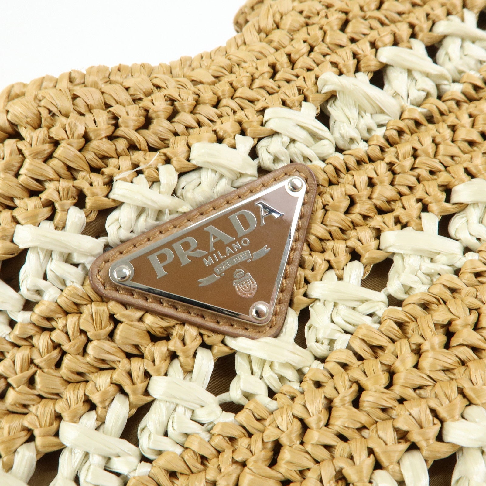 PRADA Canapa Raffia 2Way Bag Hand Bag Shoulder Bag Beige BN2888