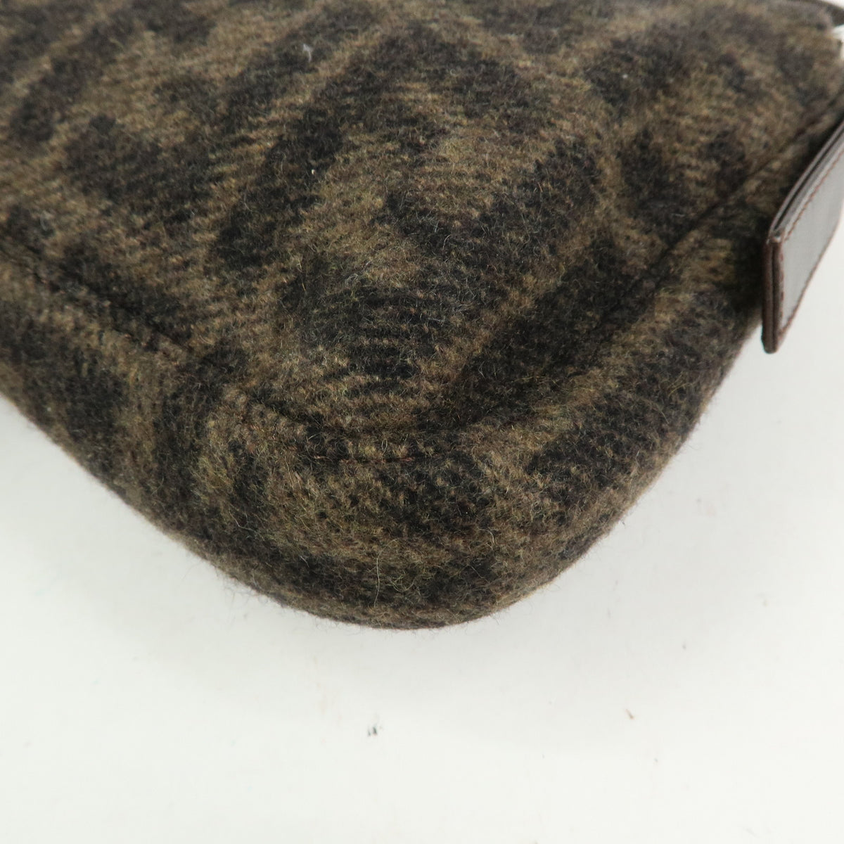 FENDI Zucca Mamma Baguette Wool Leather Shoulder Bag Hand Bag 26424