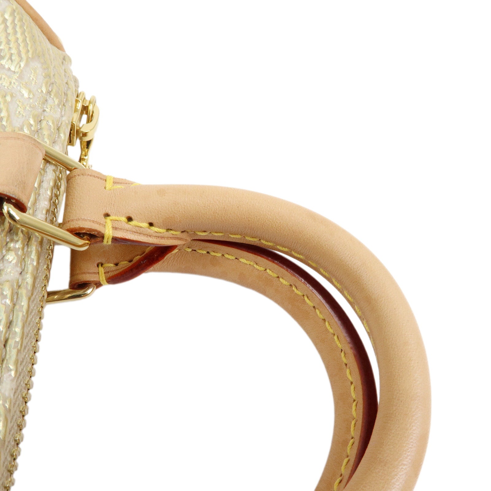 Louis Vuitton Monogram Jaquard Nano Speedy Hand Bag & Strap Gold M82242