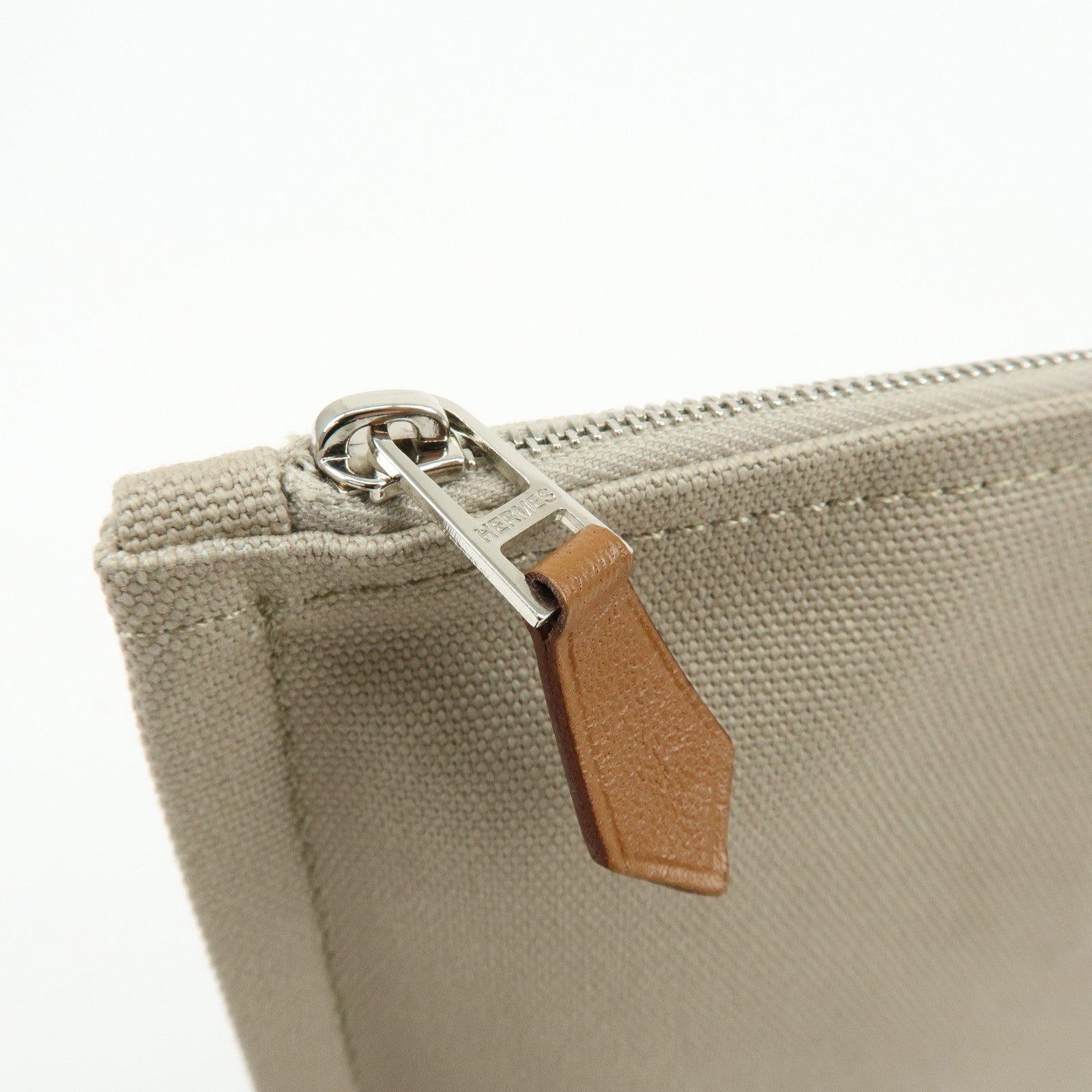HERMES Yachting GM Canvas Flat Pouch Cosmetic Pouch Beige
