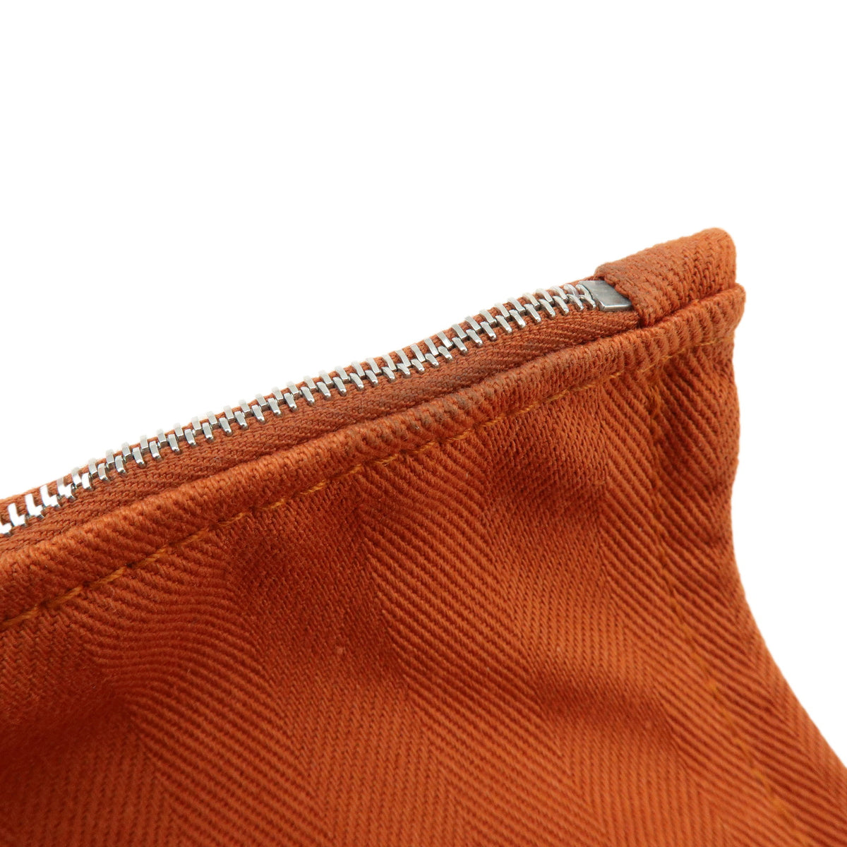 HERMES Valparaiso PM Toile Shevron Leather Tote Bag Hand Bag Potiron