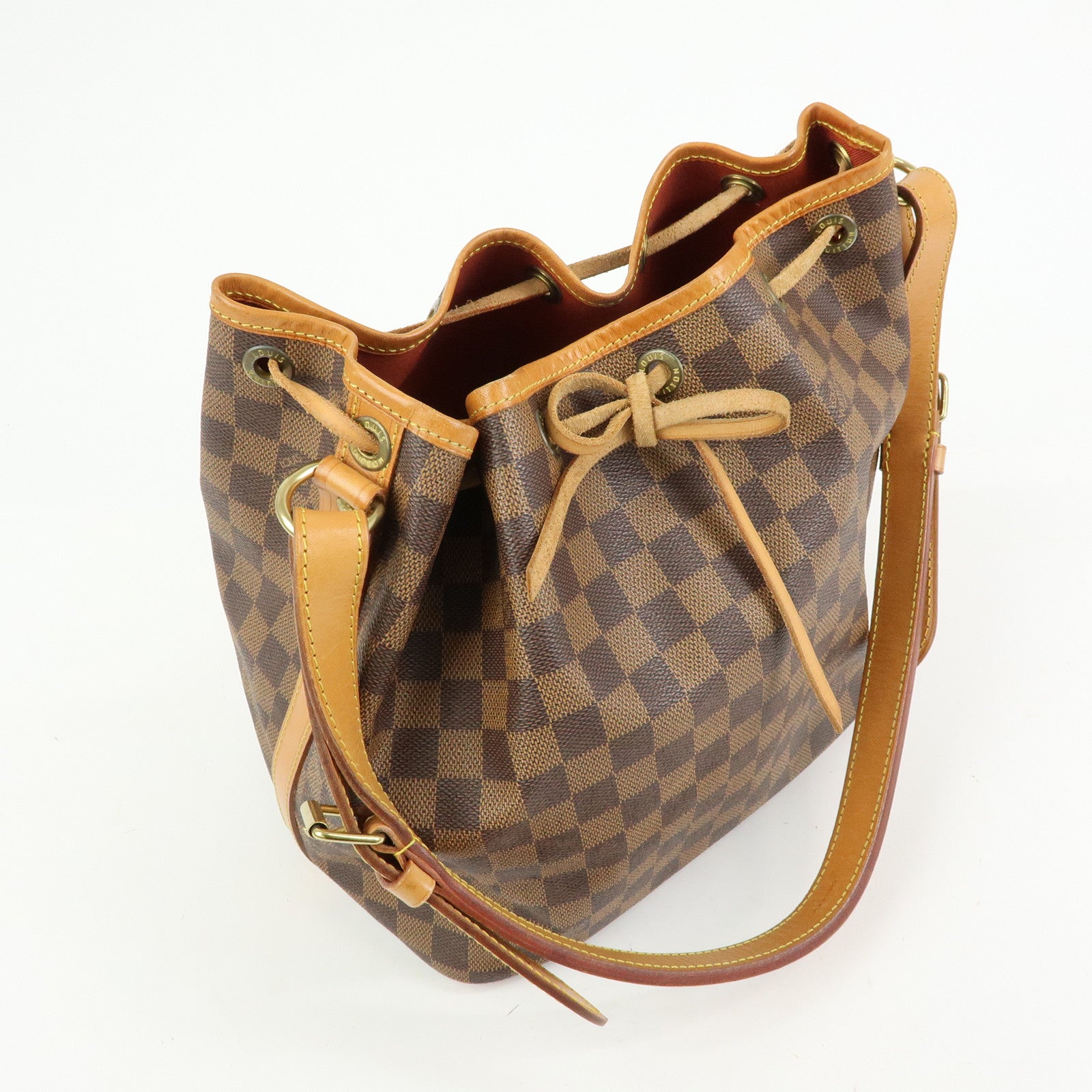Louis Vuitton Damier Noe Canvas Leather Shoulder Bag Brown