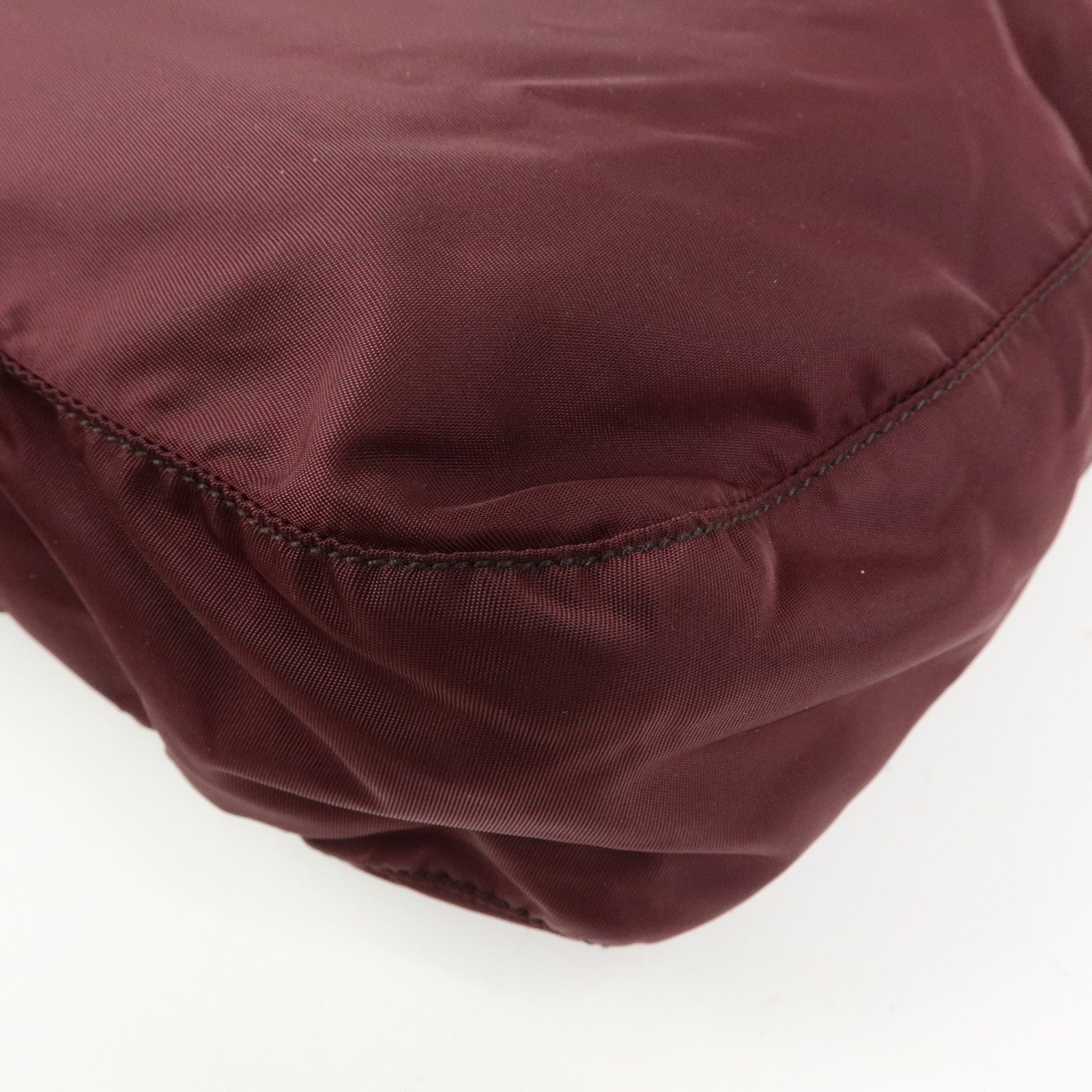PRADA Triangle Logo Nylon Leather Shoulder Bag Burgundy BT0426