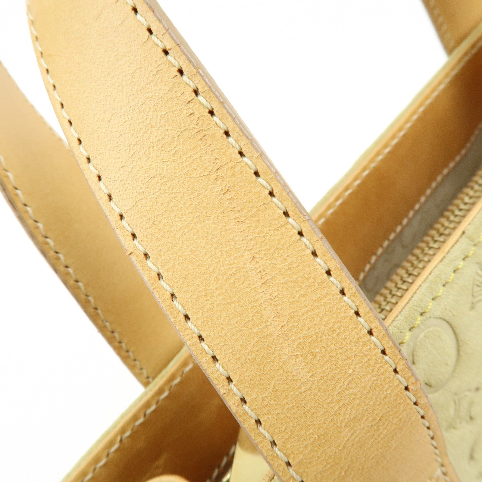 CELINE C Macadam Suede Leather Hand Bag Tote Bag Light Green