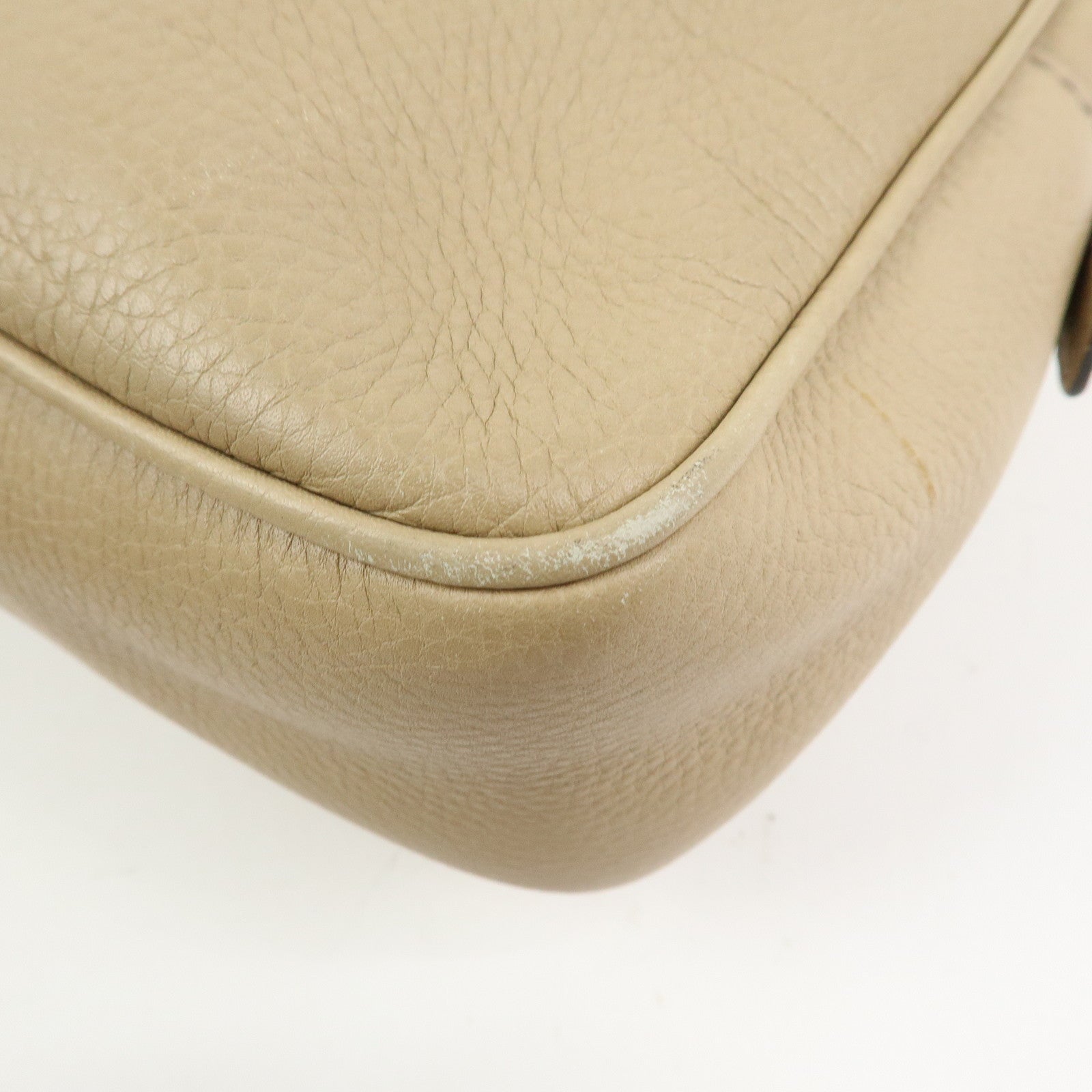 GUCCI SOHO Interlocking G Leather Shoulder Bag Beige 308983