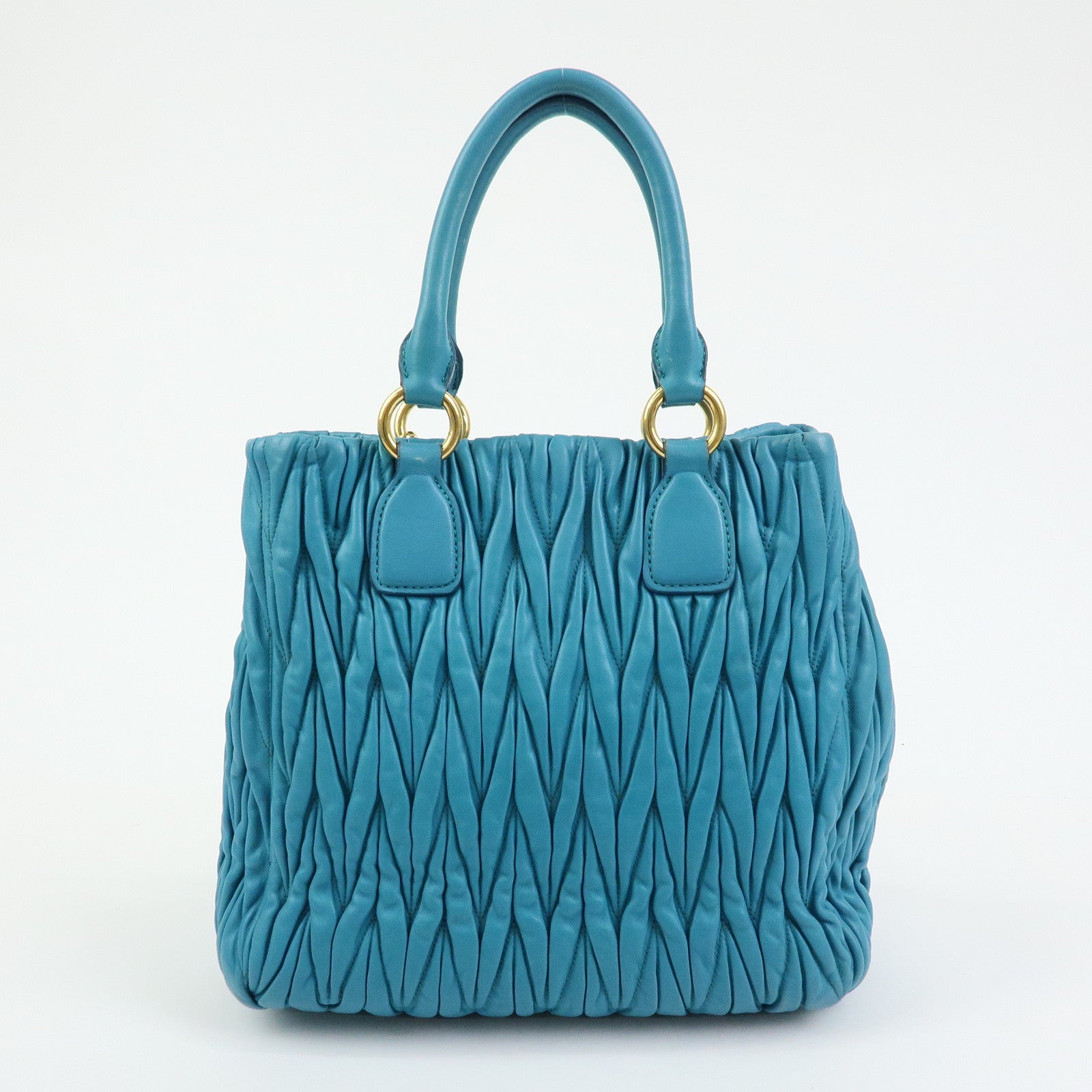 MIU MIU Matelasse Nappa Leather 2Way Bag Hand Shoulder Bag Blue RN0874