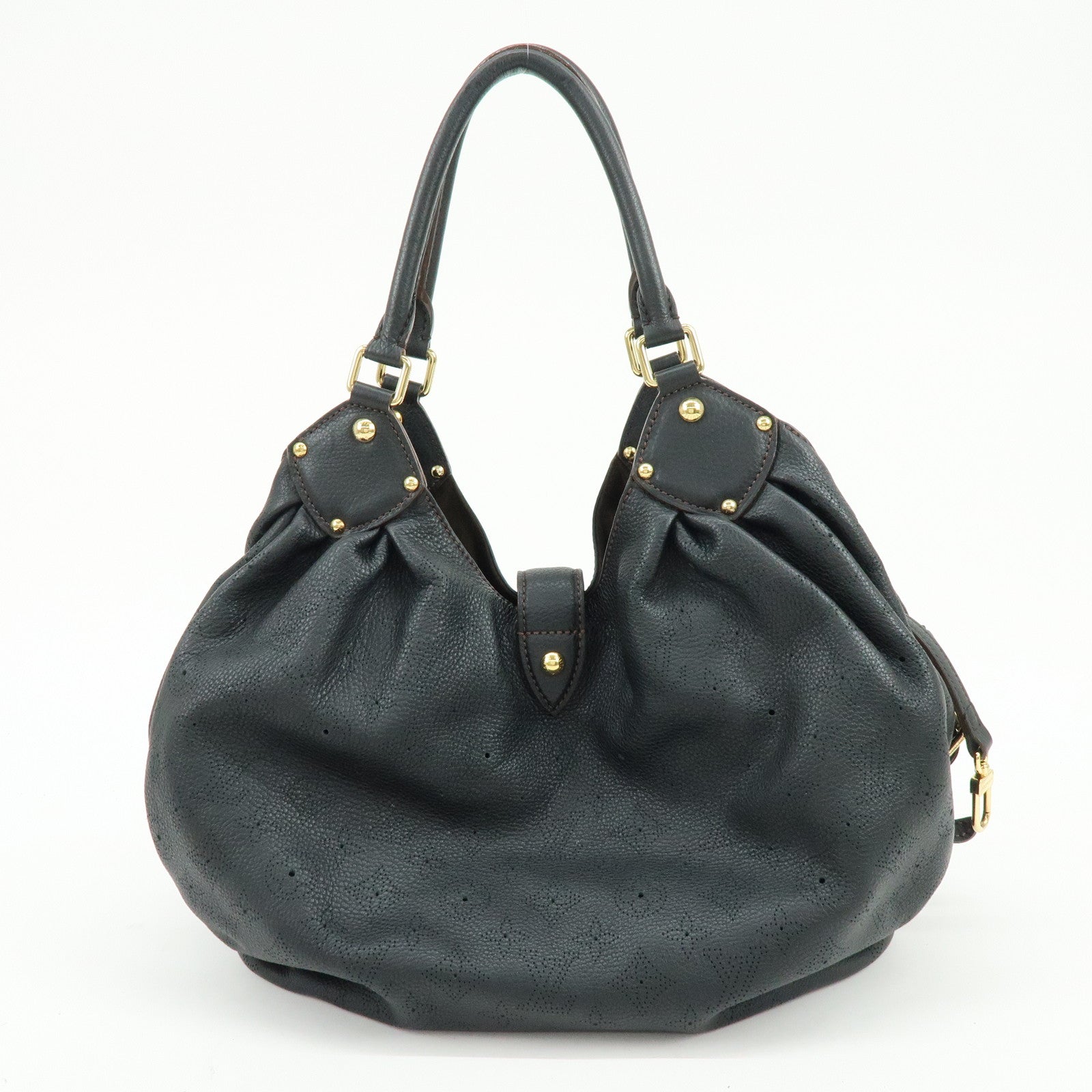 Louis Vuitton Monogram Mahina L Leather Shoulder Bag Noir Black M95765