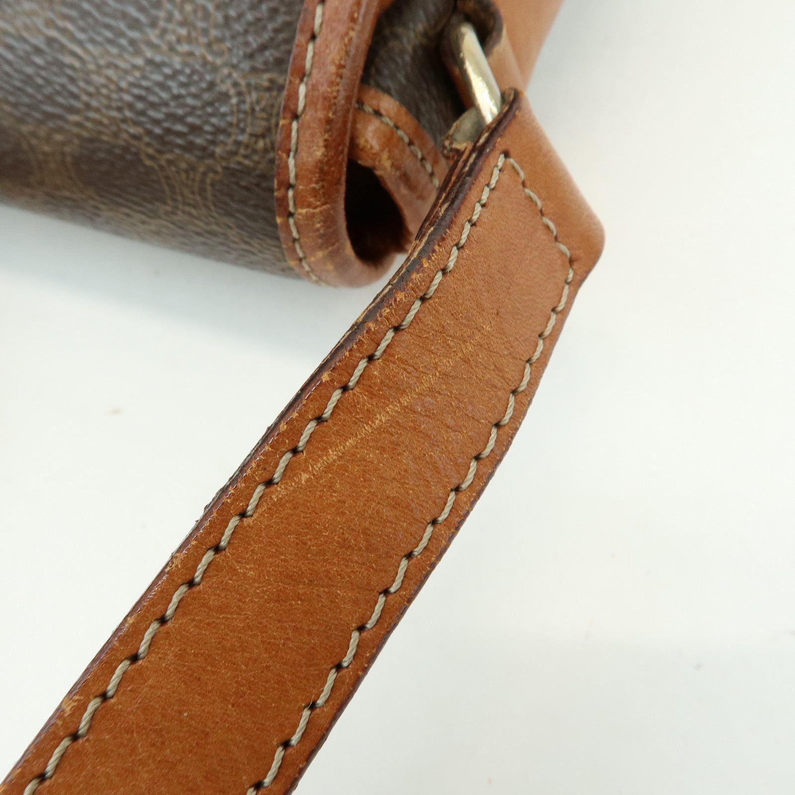 CELINE Macadam PVC Leather Shoulder Bag Crossbody Bag Brown