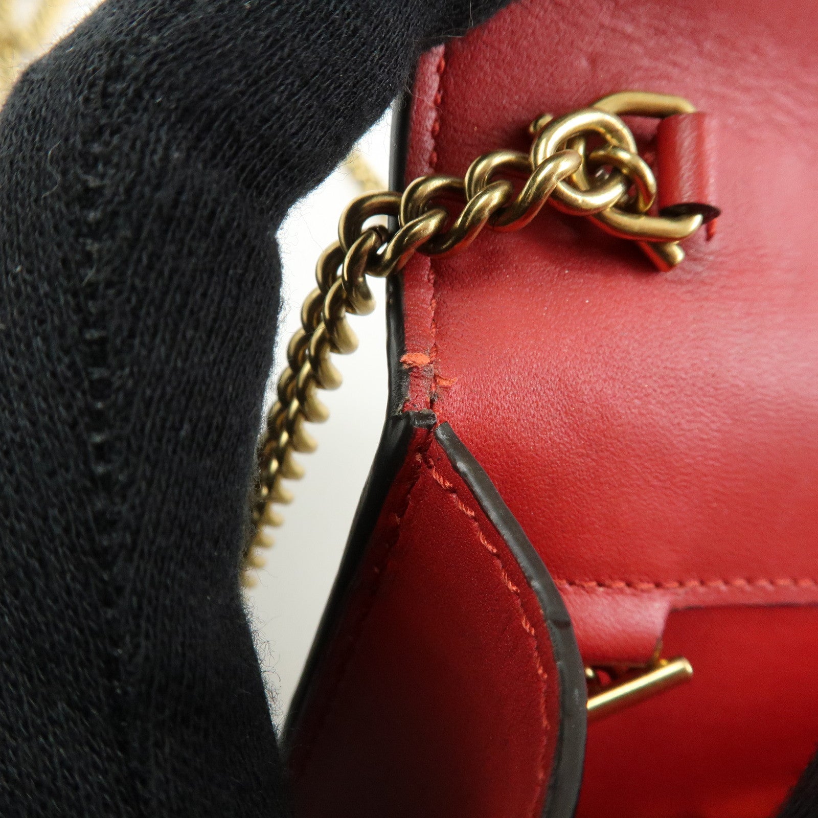 GUCCI Interlocking G GG Supreme Leather Chain Shoulder Bag Beige 481291