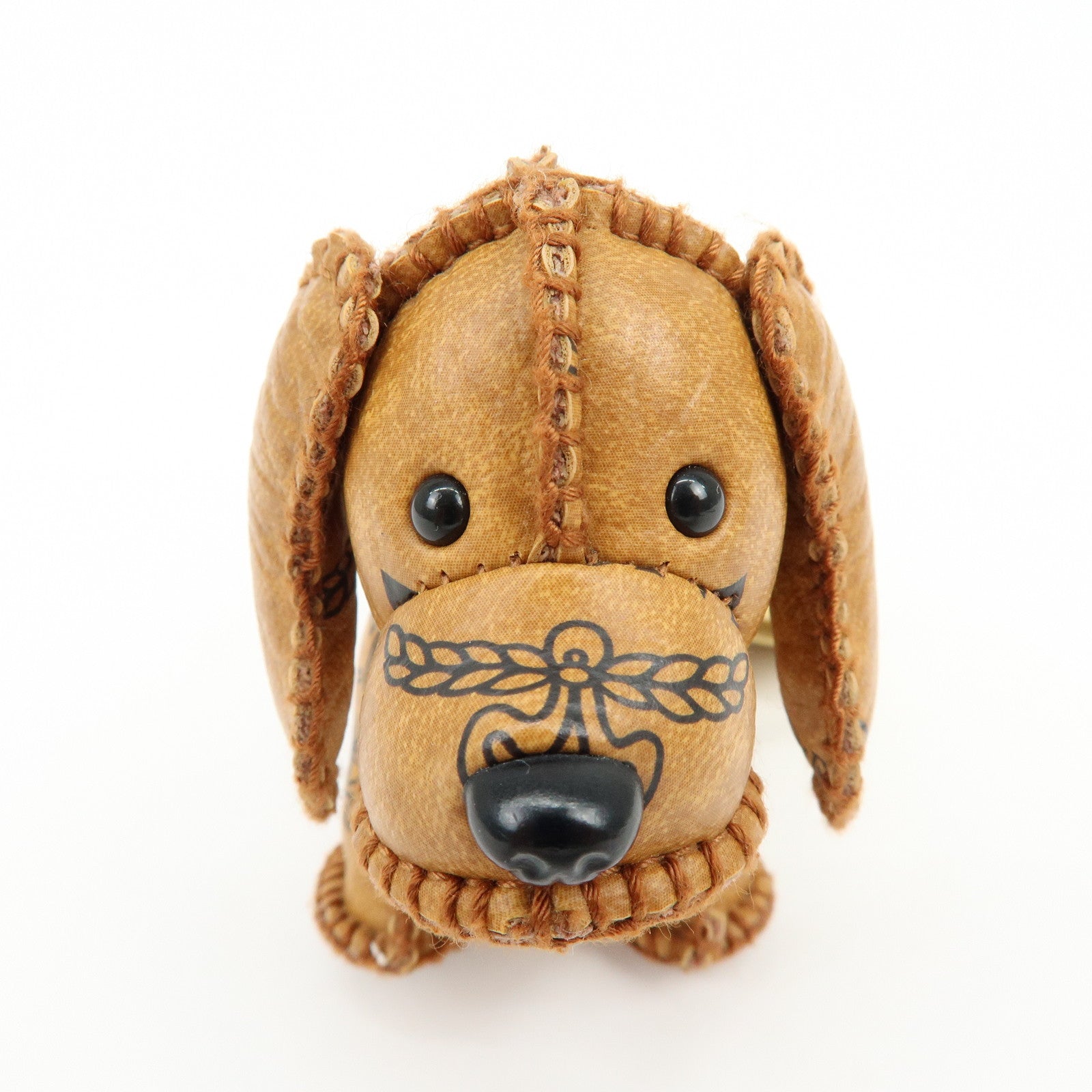 MCM Visetos Doxie Dog Bag Charm Key Chain Brown Black