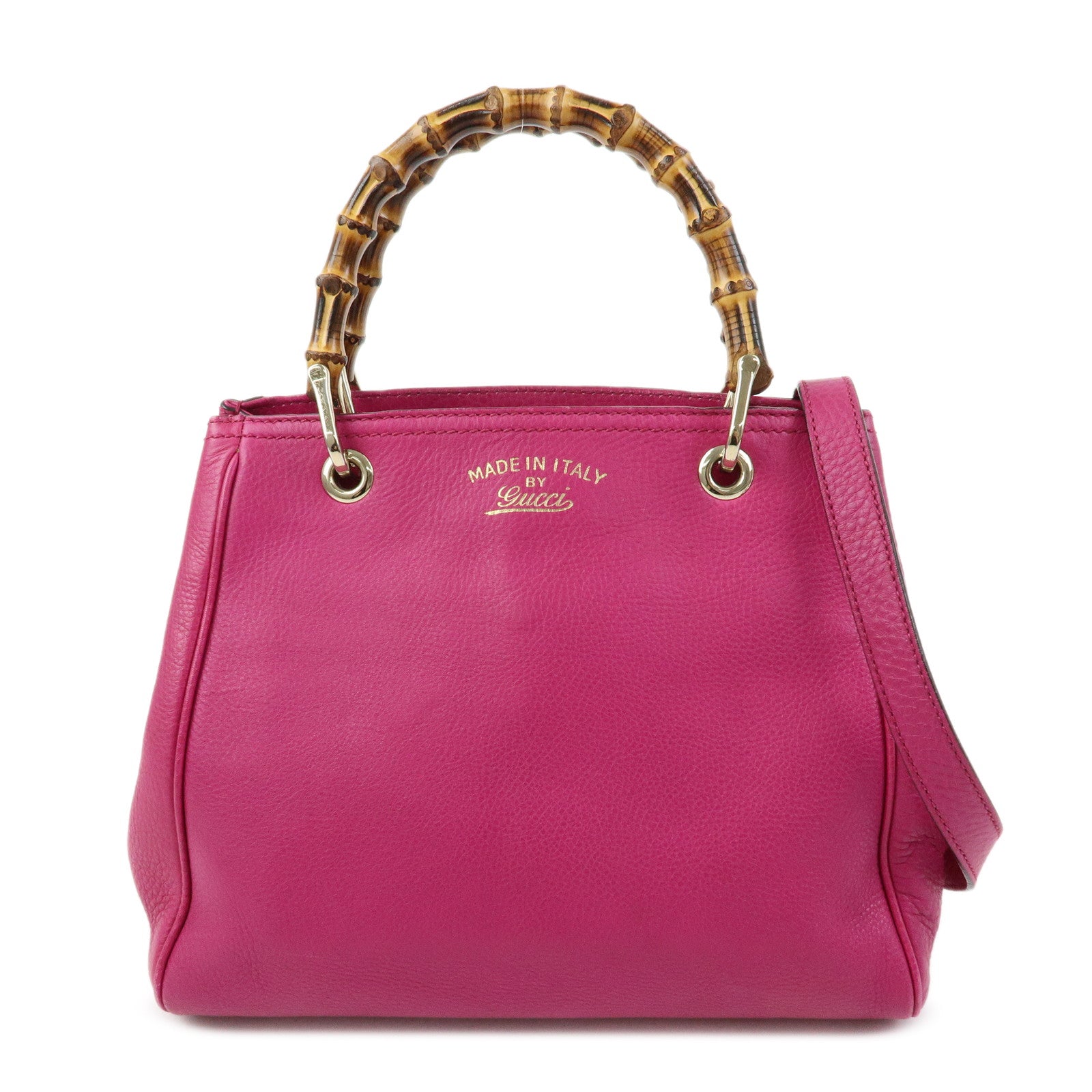 GUCCI Bamboo Shopper Small Leather 2Way Bag Tote Bag Pink 336032