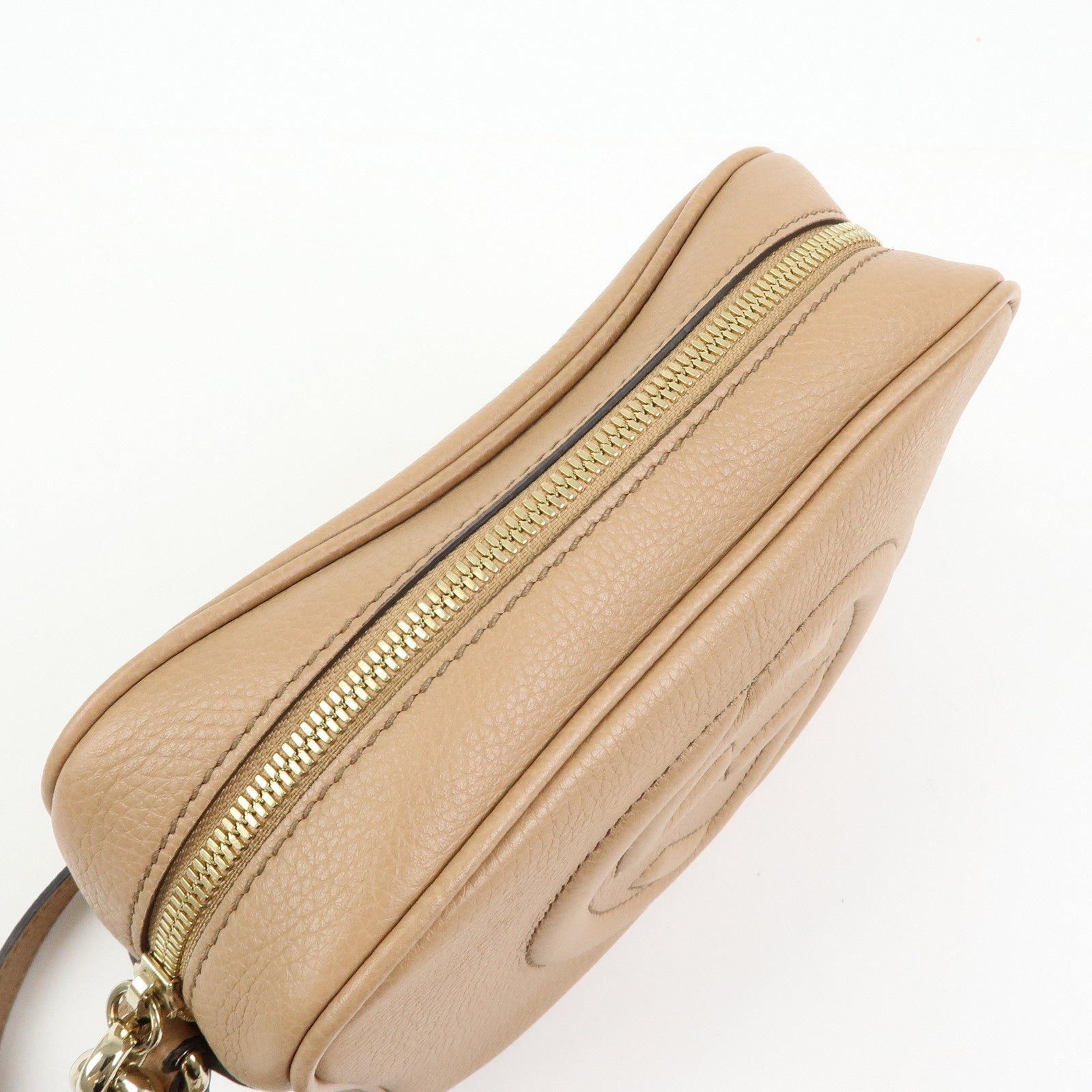 GUCCI SOHO Interlocking G Leather Small Disco Bag Beige 308364