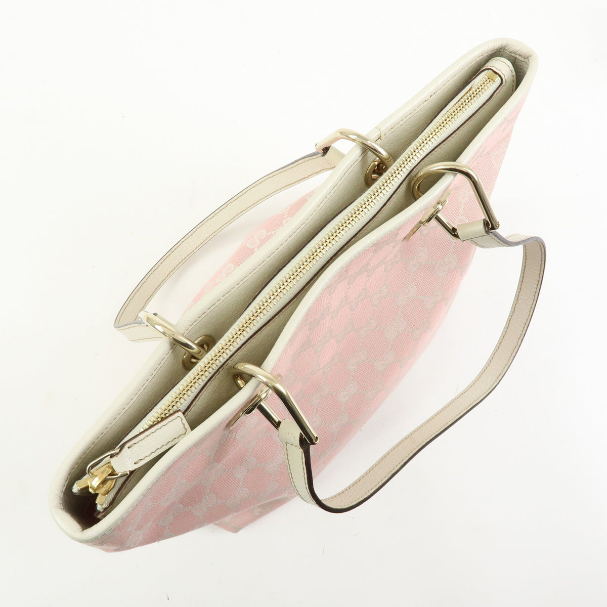 GUCCI GG Canvas Leather Tote Bag Shoulder Bag Pink White 139552