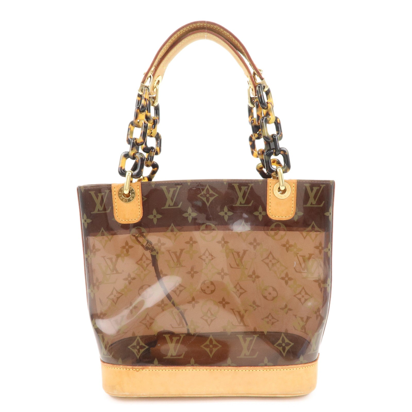 Louis Vuitton Monogram Vinyl Cabas Ambre PM Tote Bag Clear Brown M92502 Used