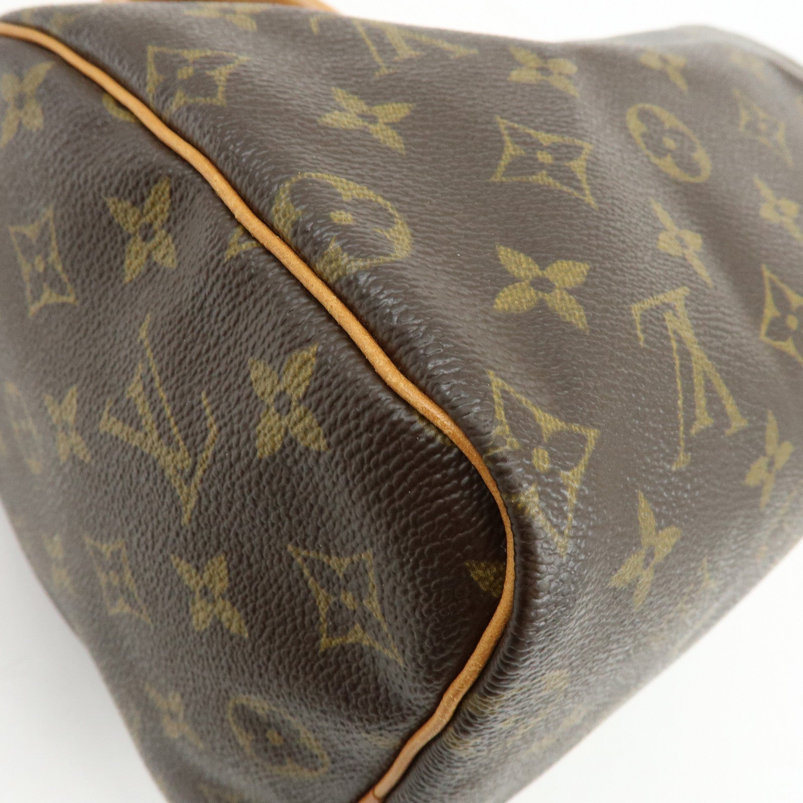 Louis Vuitton Monogram Speedy 25 Canvas Leather Boston Bag Brown M41528