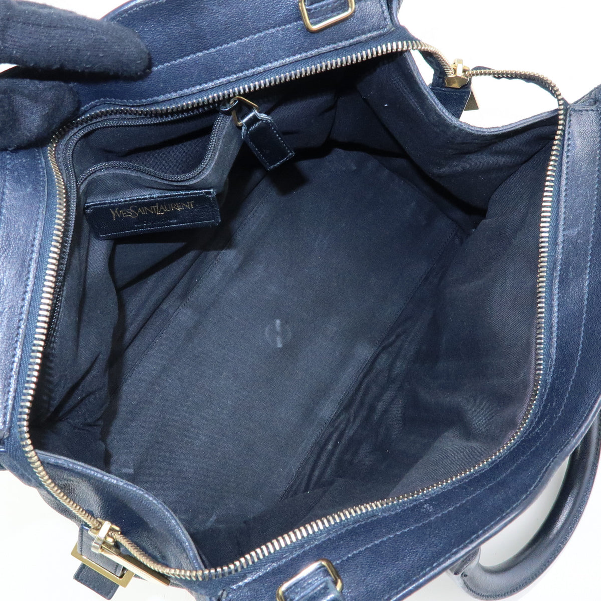 SAINT LAURENT PARIS Petit Cabas Y Line Leather 2Way Bag Navy 311210
