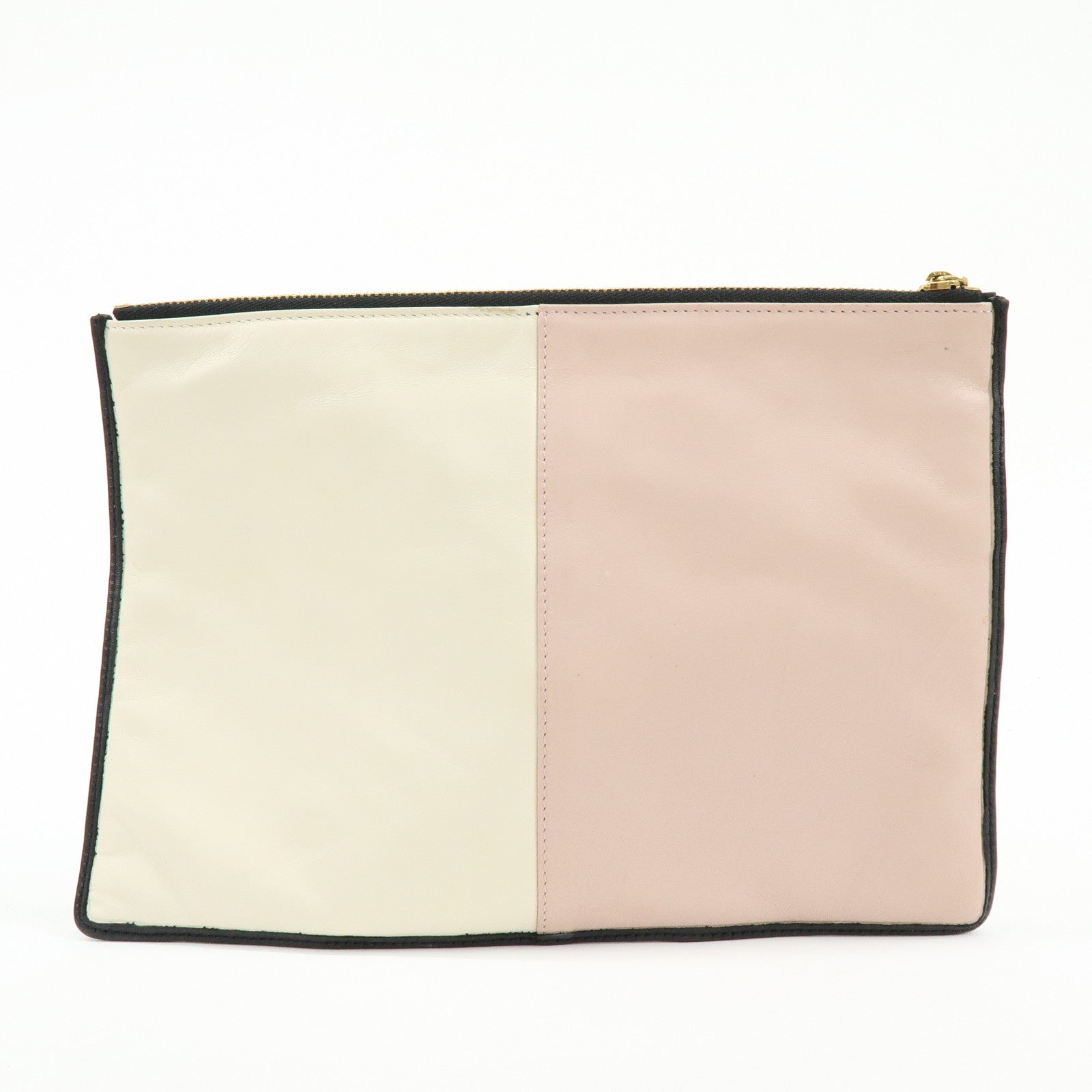 LOEWE Anagram Nappa Leather Clutch Bag Flat Pouch Pink Orange