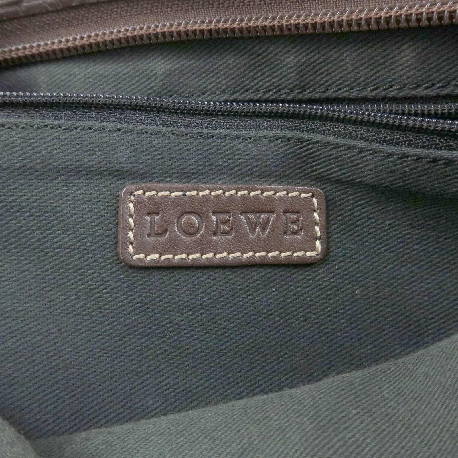 LOEWE Anagram Denim Leather Shoulder Bag Hand Bag Denim Brown
