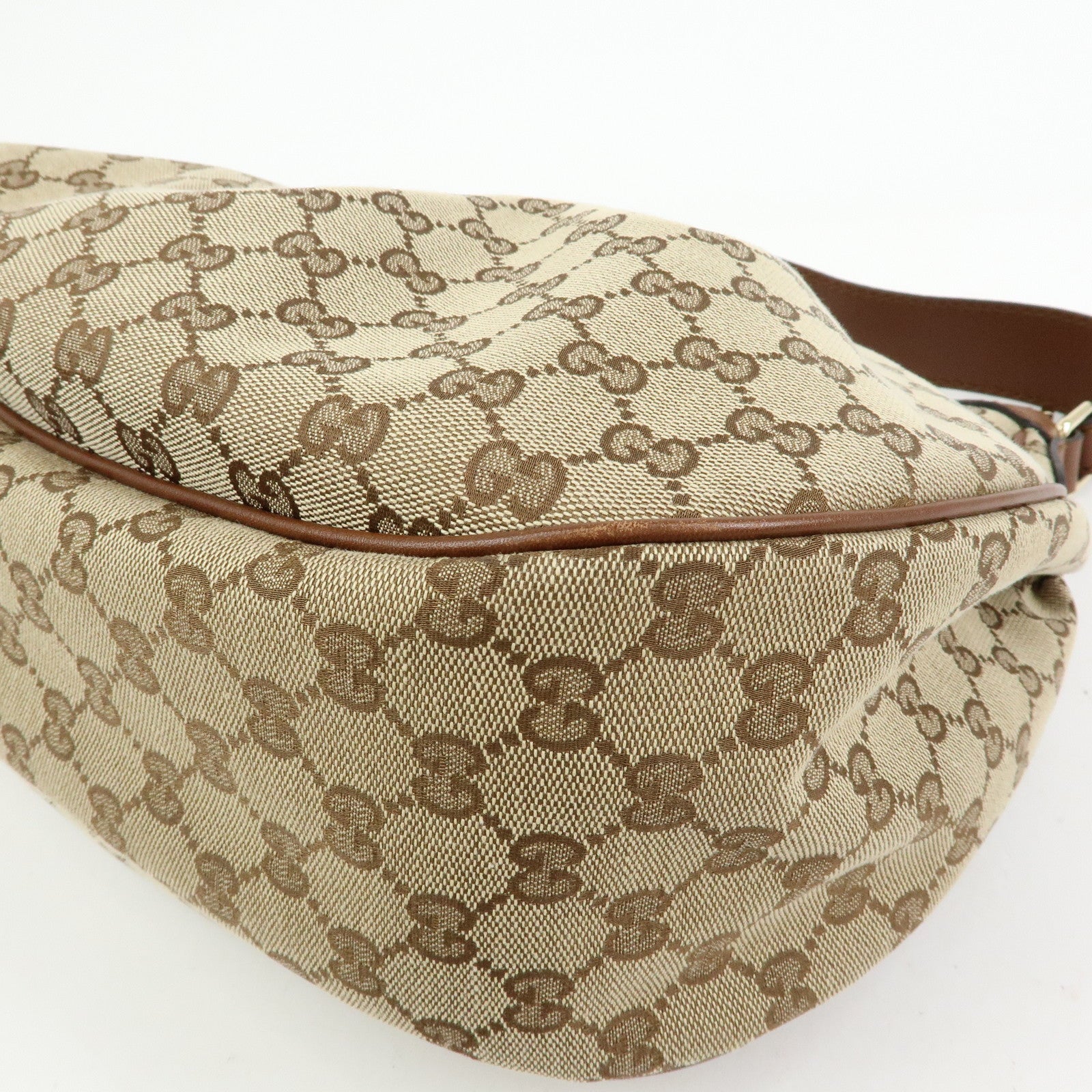 GUCCI Sukey Interlocking G GG Canvas Leather Shoulder Bag Beige 232955