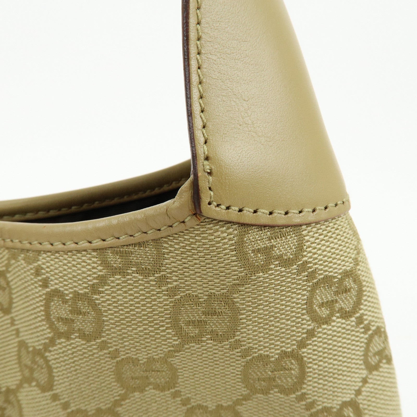 GUCCI Jackie Sherry GG Canvas Leather Shoulder Bag Beige 00963 001998