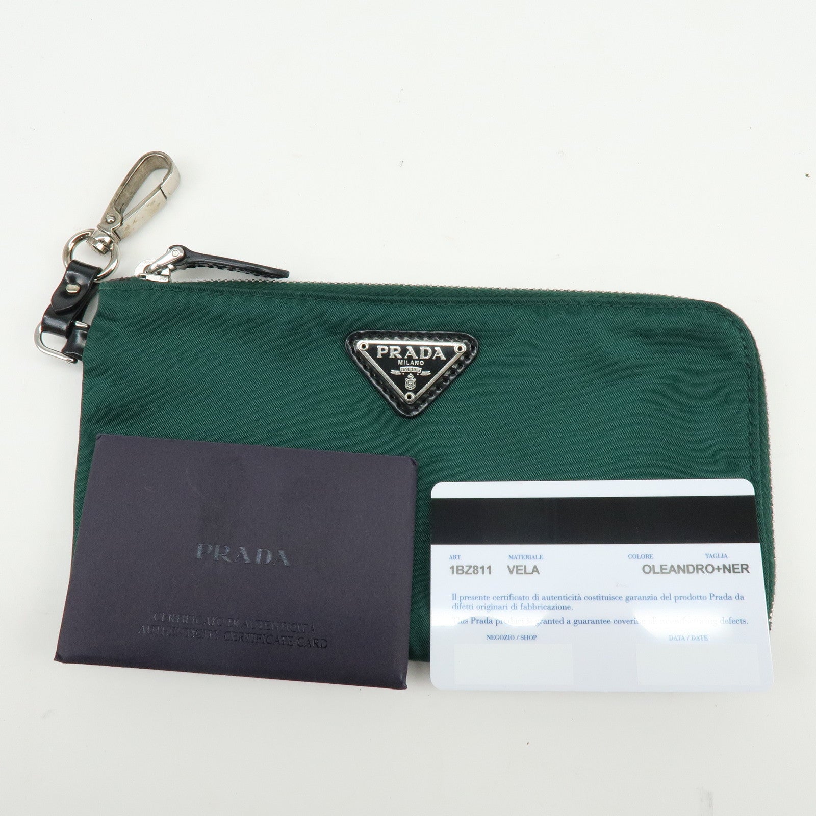 PRADA Triangle Logo Nylon Leather Backpack Rucksack Green Black 1BZ811