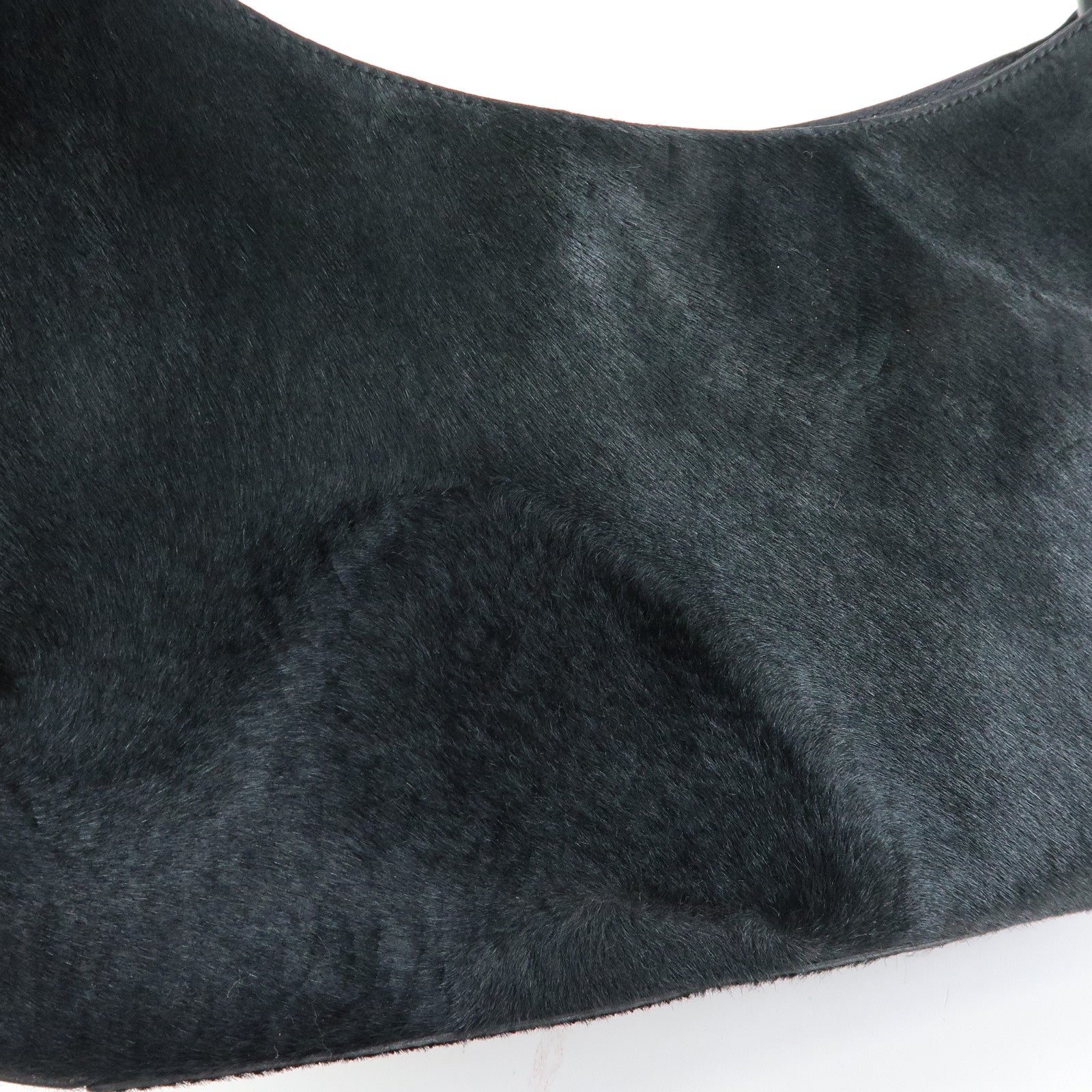 PRADA Triangle Logo Unborn Calf Shoulder Bag Black B8456