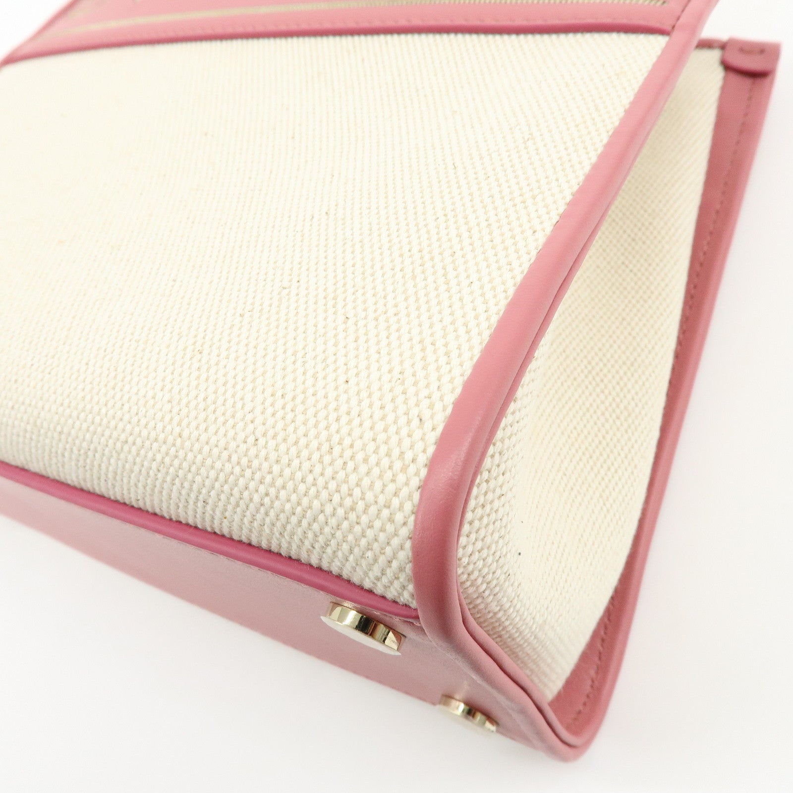 BVLGARI Logo Canvas Leather 2Way Bag Hand Bag Shoulder Bag Pink