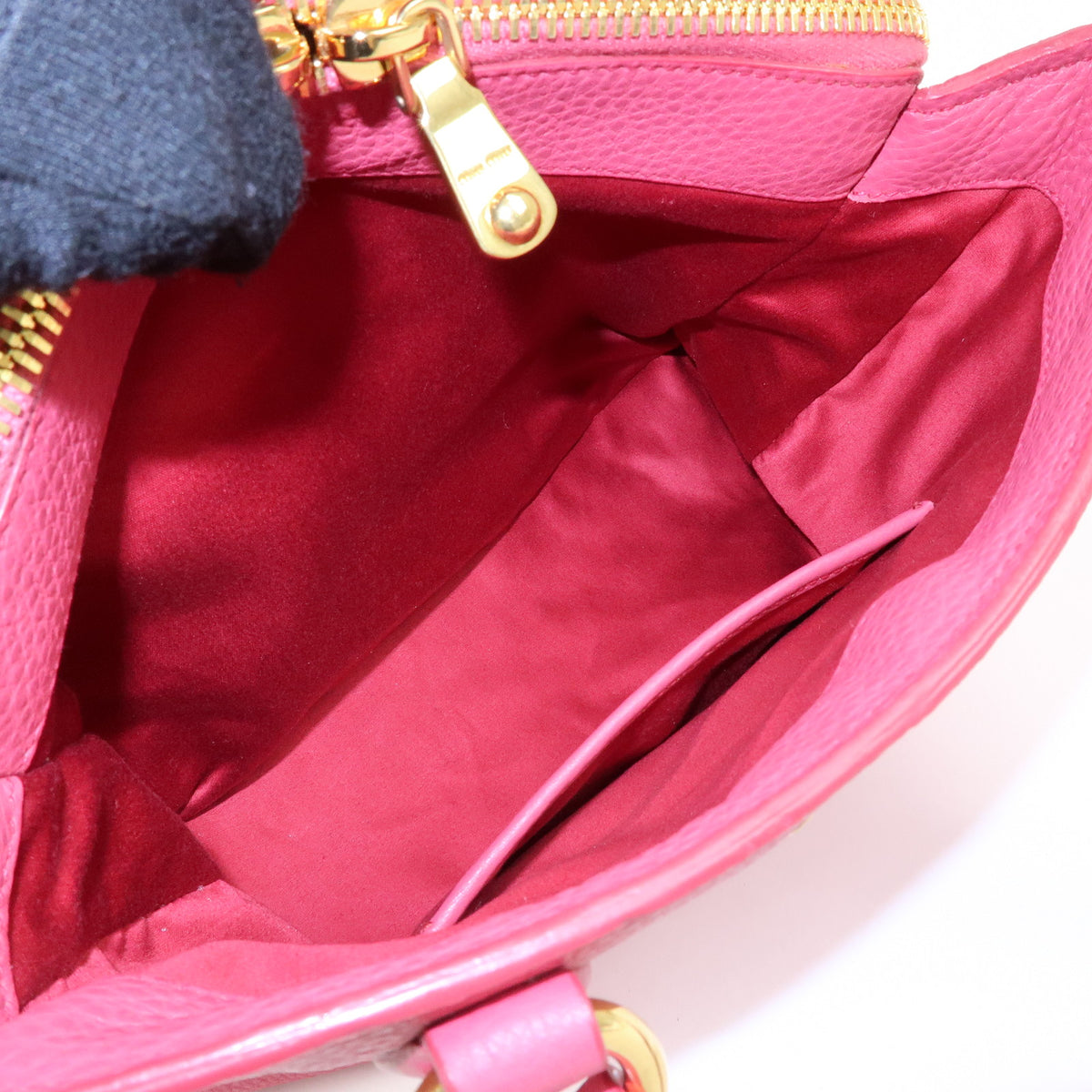 MIU MIU Vitello Caribu Leather 2Way Shoulder Bag Pink RN0757