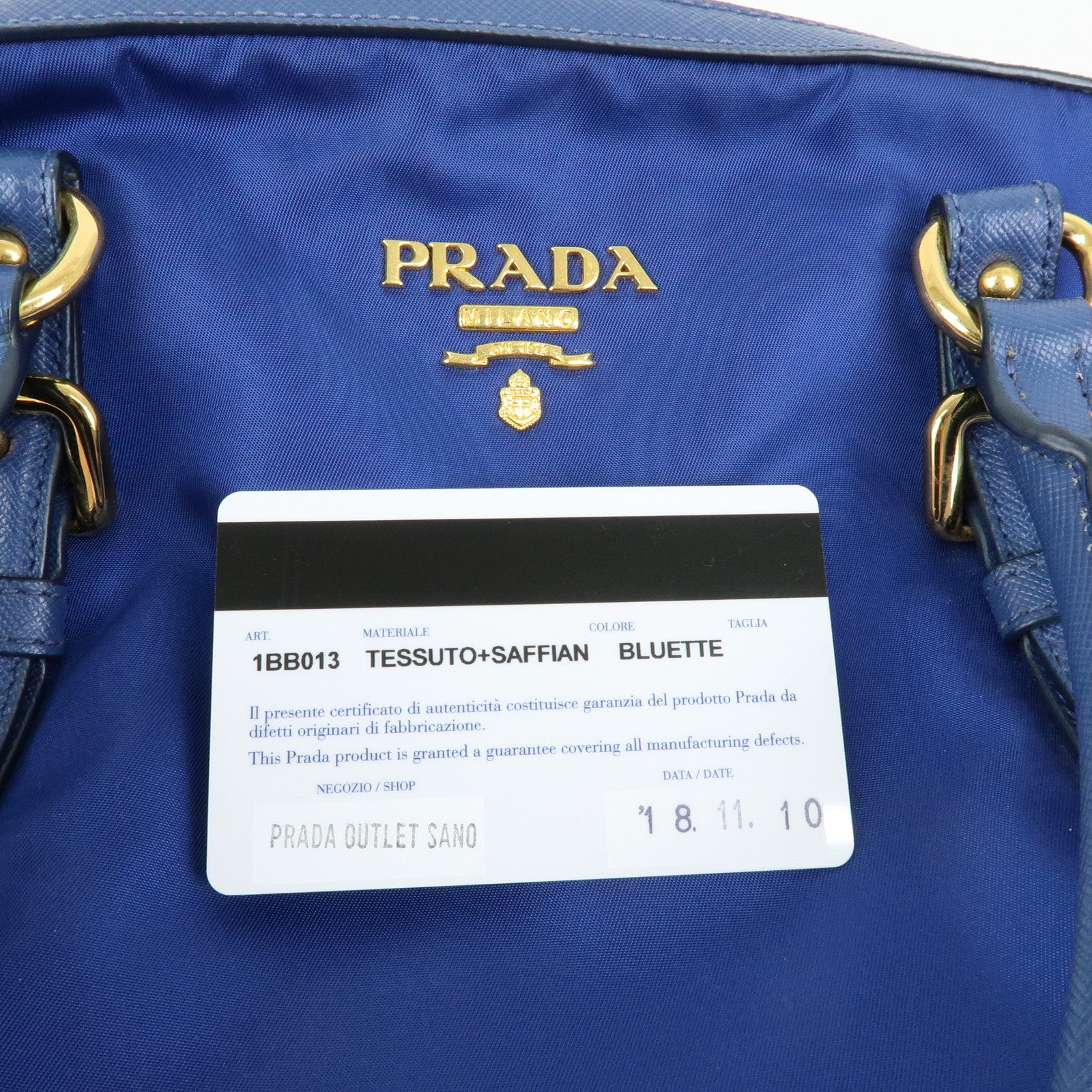 PRADA Tessuto Nylon Saffiano Leather 2Way Hand Shoulder Bag 1BB013