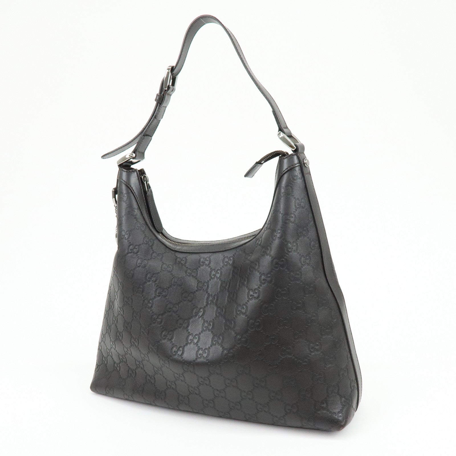 GUCCI Guccissima Interlocking G Leather Shoulder Bag Brown 339553