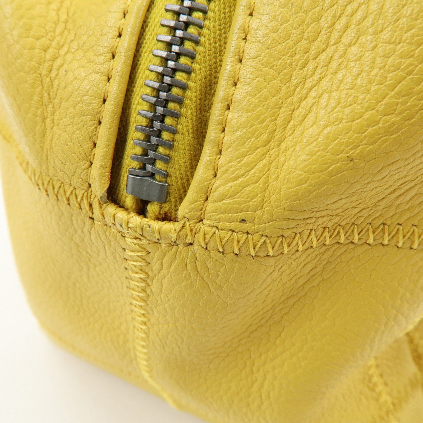 CHANEL Chocolate Bar COCO Mark Caviarskin Boston Bag Yellow A28023