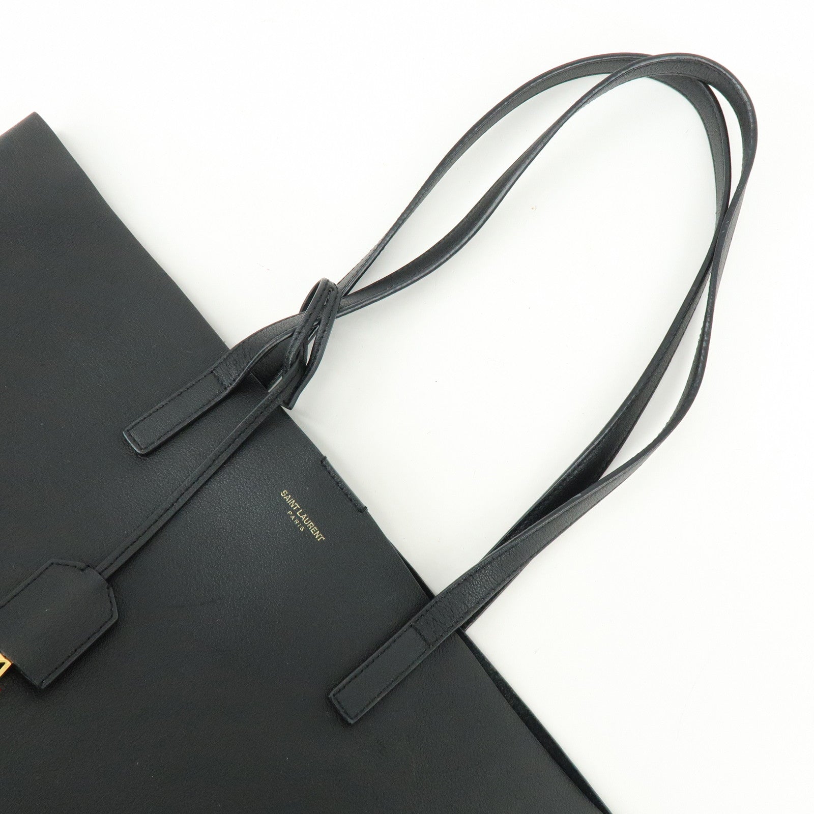 SAINT LAURENT PARIS Cassandra Leather Tote Bag Shoulder Bag Black